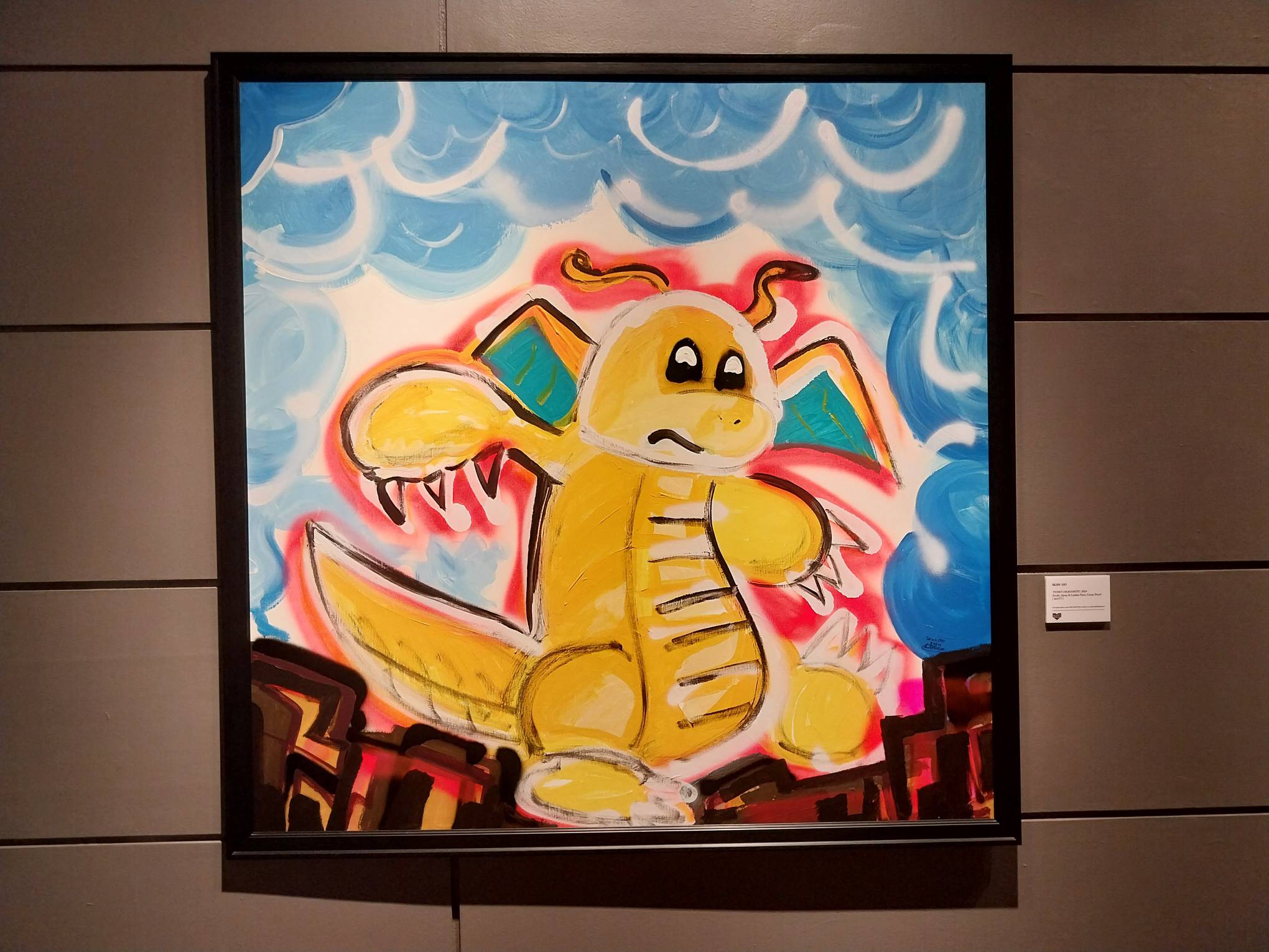A painting of a Pokemon in Sean Go's "Victory Road" exhibit. Photo by Elle Yap.