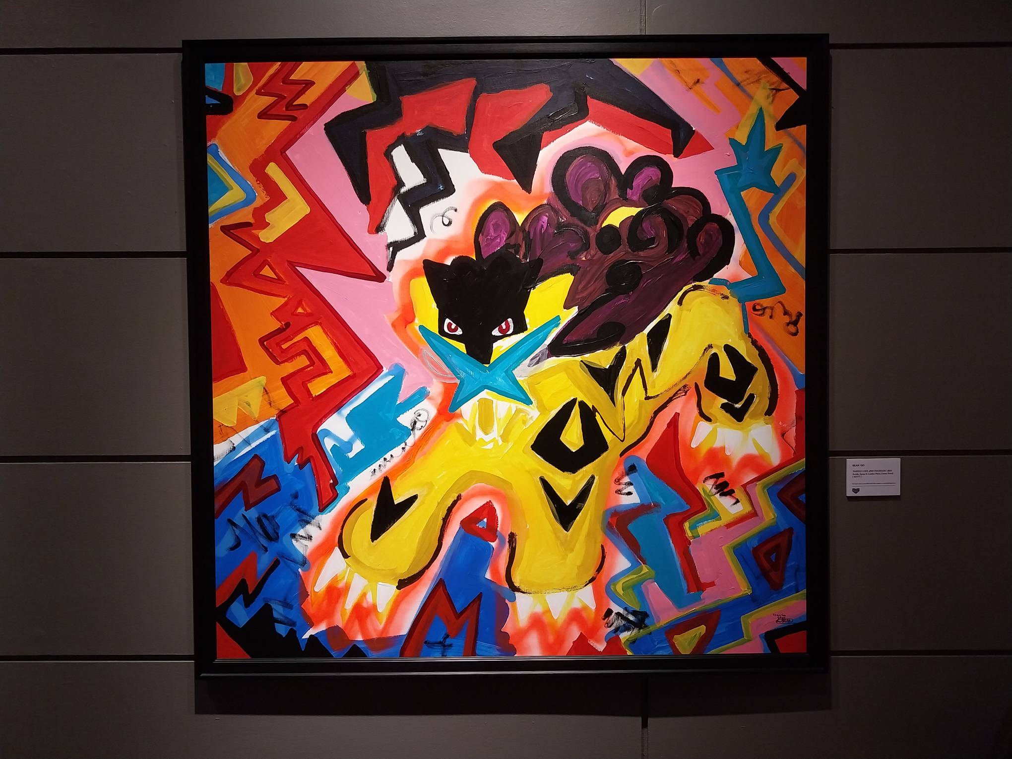 A painting of a Pokemon in Sean Go's "Victory Road" exhibit. Photo by Elle Yap.