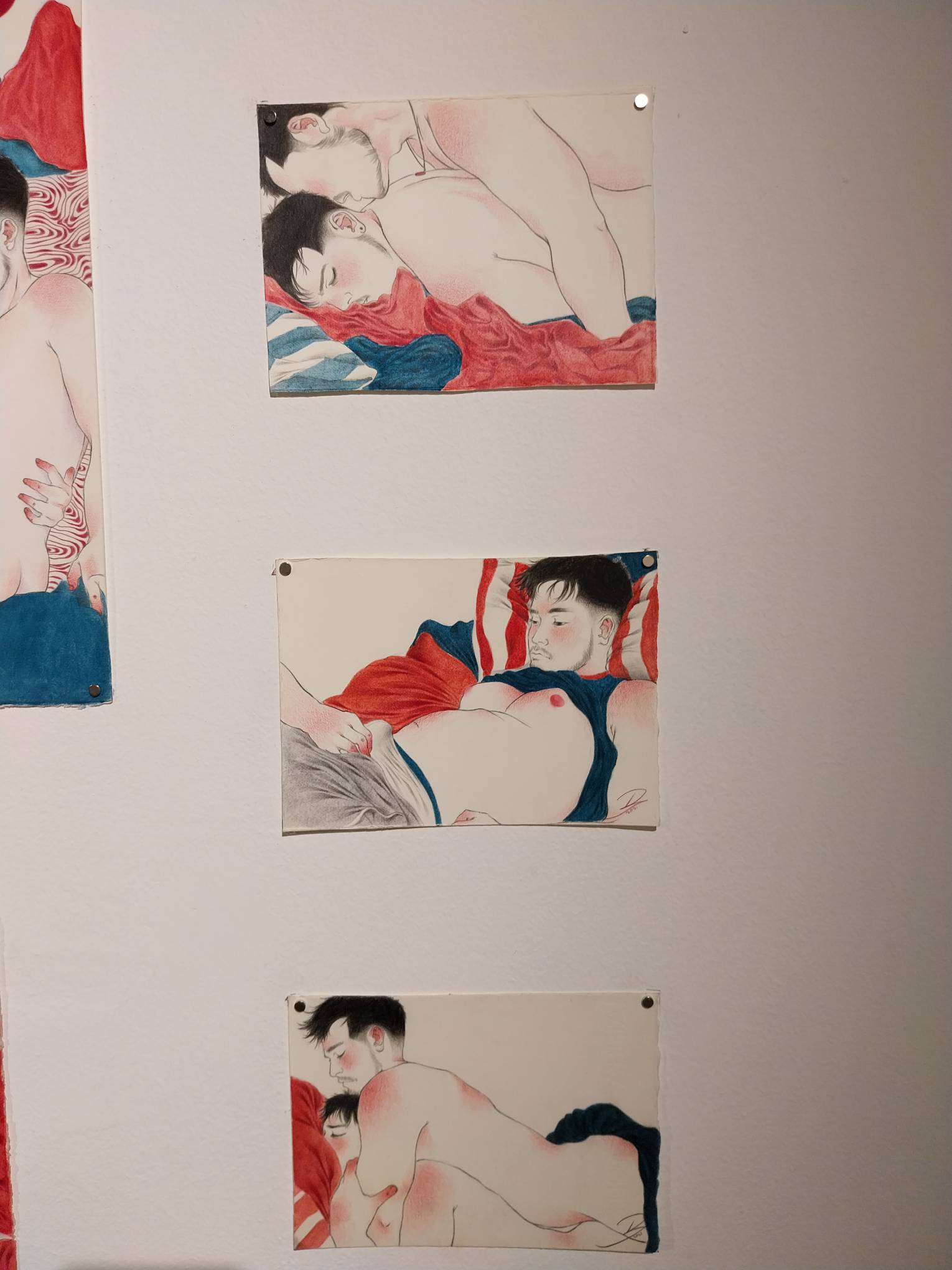 Three of the "Warmer" series of works by DJ Amago. Photo by Elle Yap.