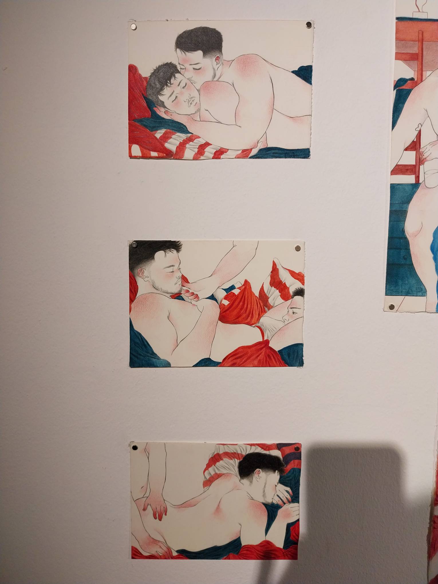 Three of the "Warmer" series of works by DJ Amago. Photo by Elle Yap.