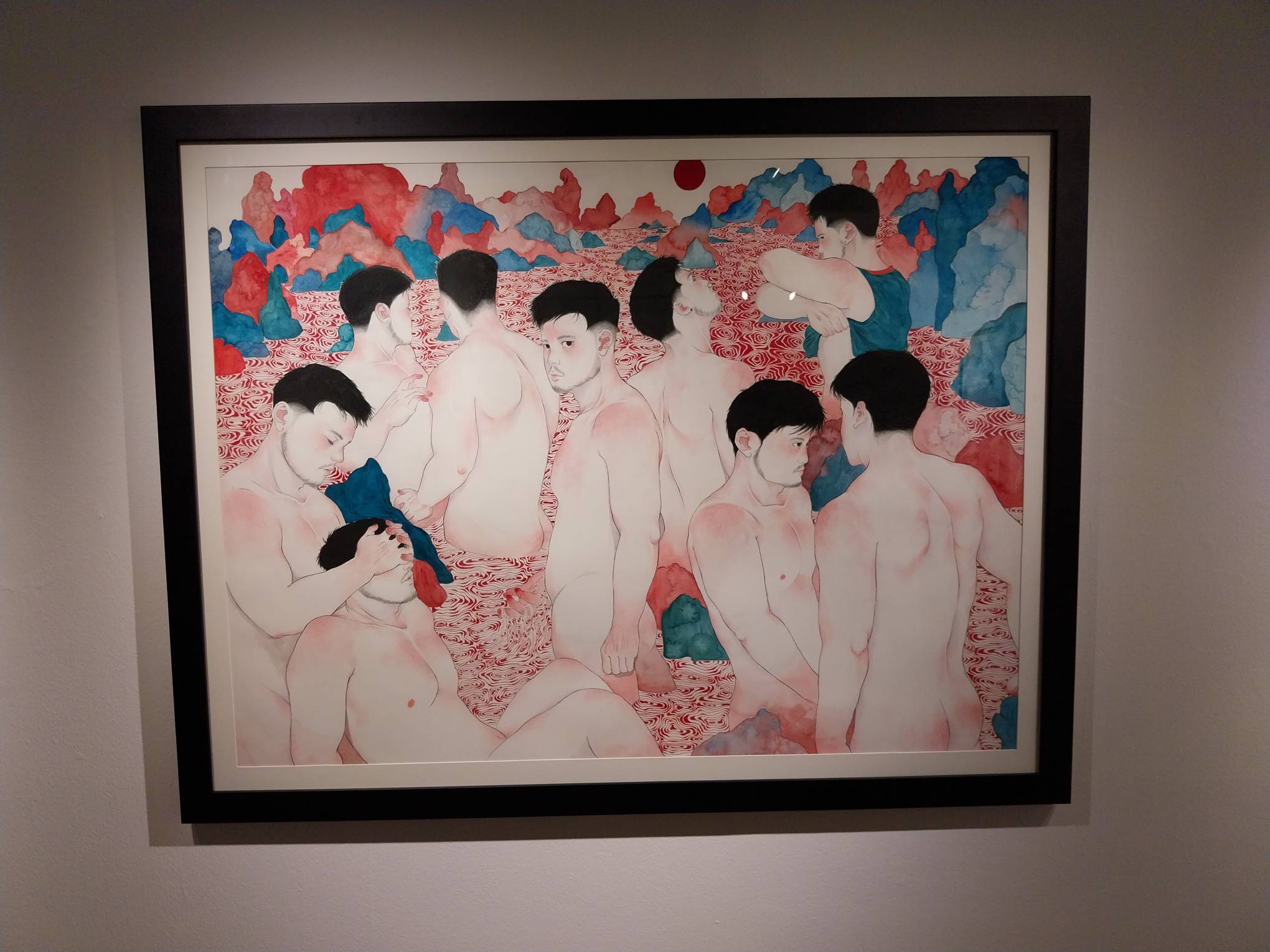 "Safe Up Here With You" by DJ Amago portraying queer people in a collective safe space. Photo by Elle Yap.