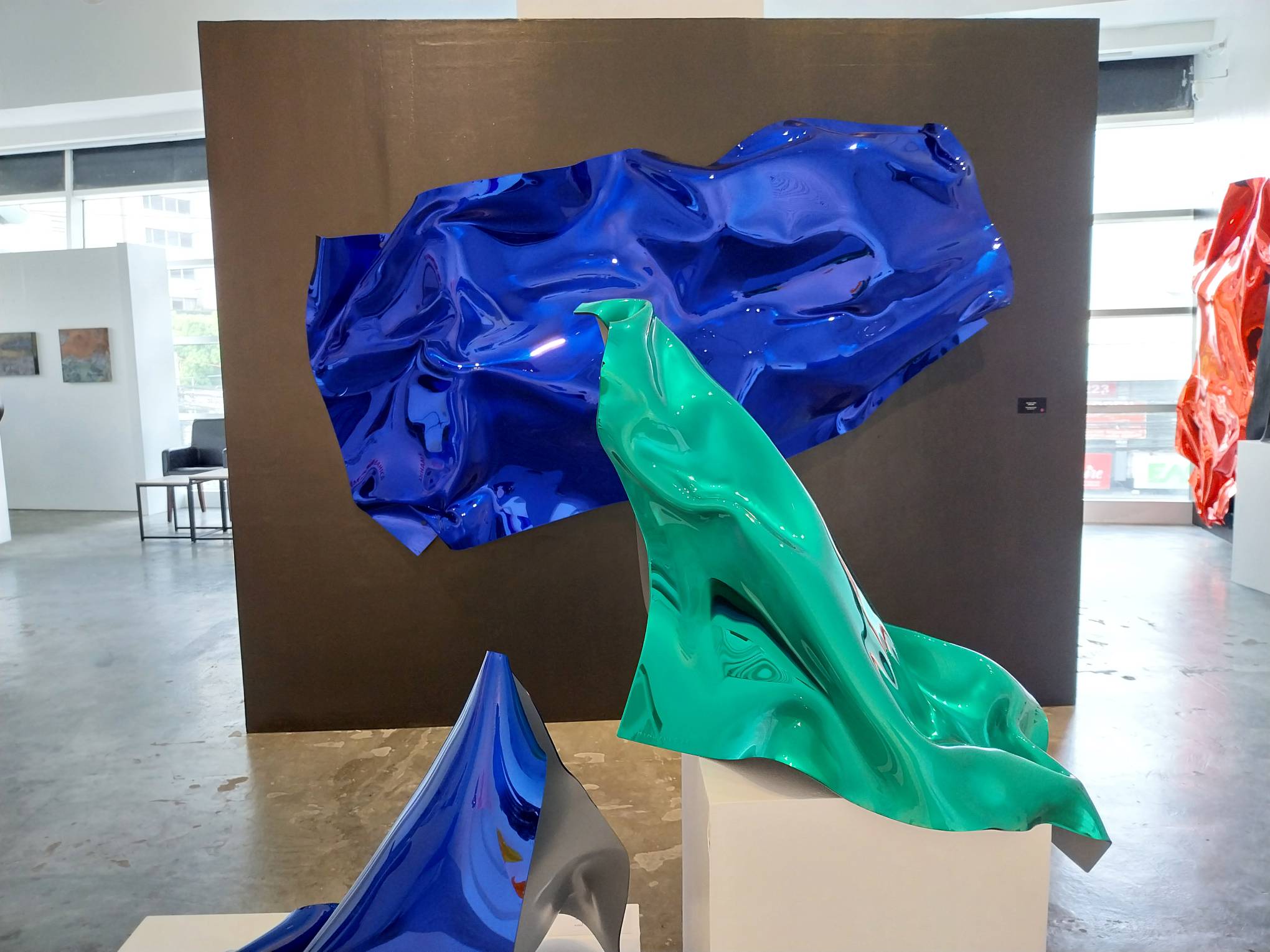 Three different sculptures shown in "Be Water." Photo by Elle Yap.
