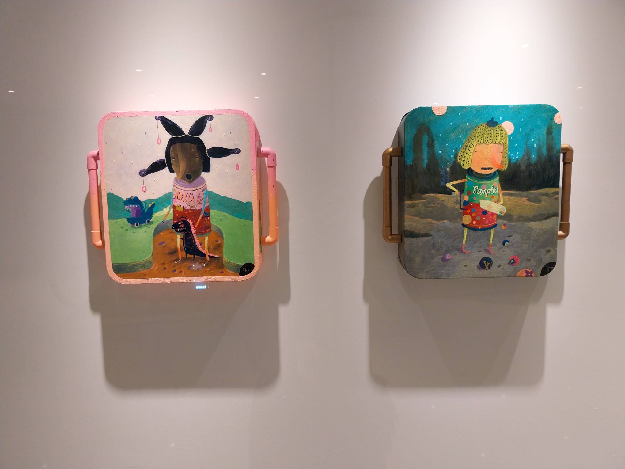 Two pop culture parodies for "The Soup Can Factory." Photo by Elle Yap.