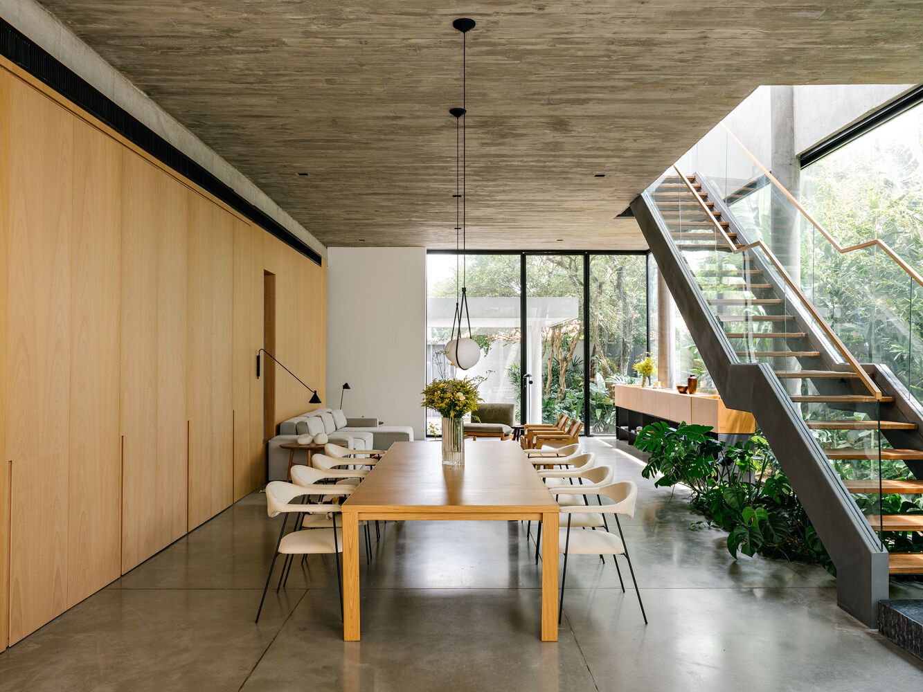 The dining area with the sliding doors to the kitchen closed. Photo by Fran Parente.