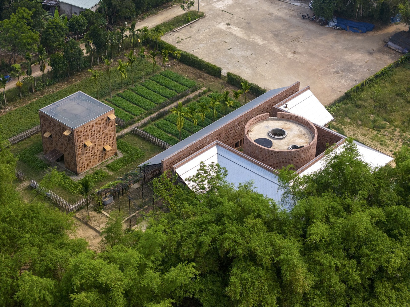 A skyward view of the Terra Cotta Workshop. Photo by Trieu Chien.