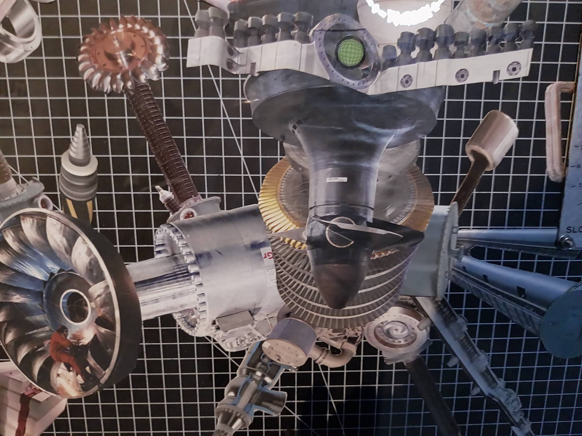 Detail of a propeller and an engine for "Teritiary Growth" by Jose Olarte. Photo by Elle Yap.