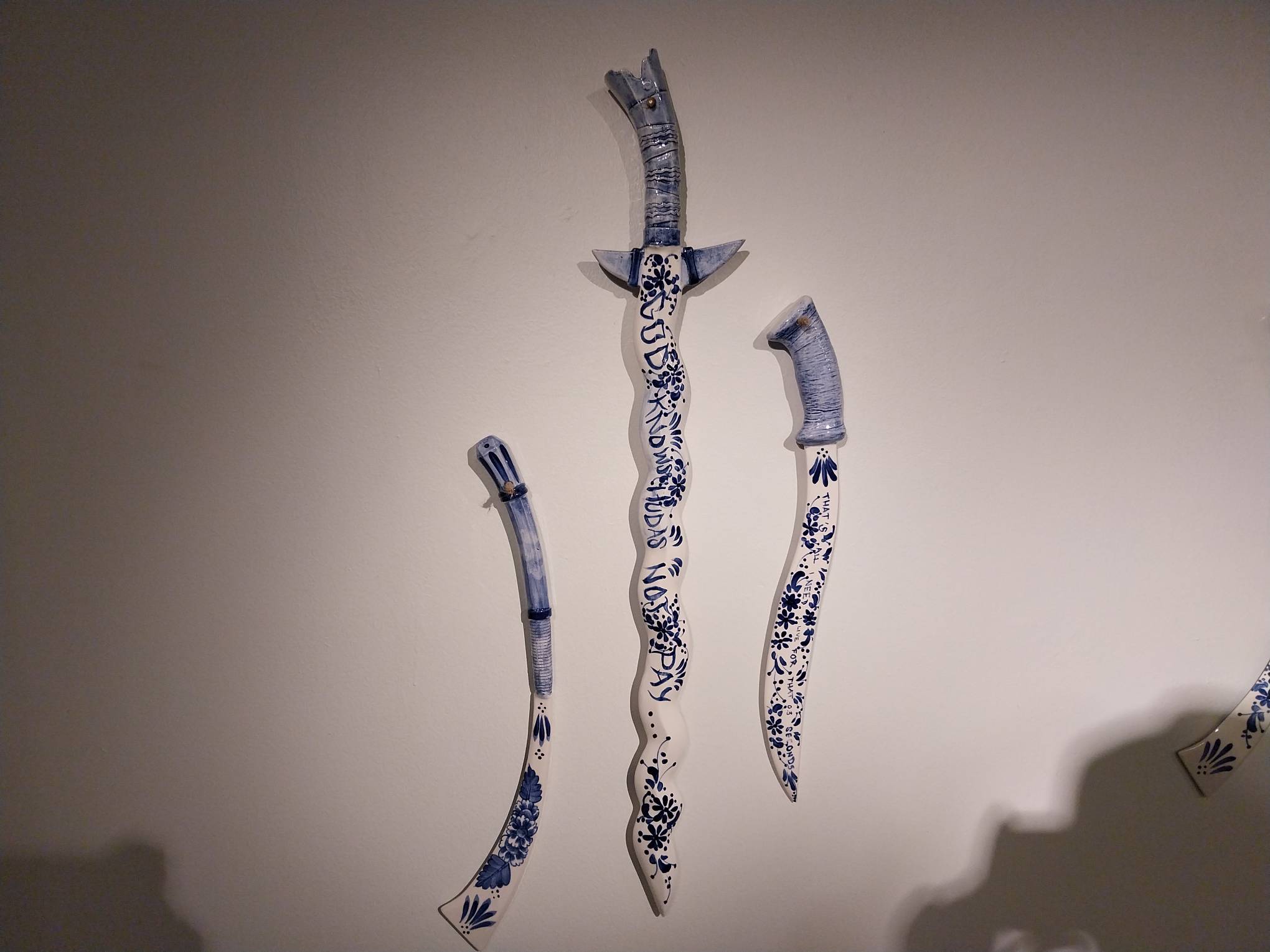 One of the "Sandata" group of works, containing an itak, kris, and panabas. Made by Archie Geotina. Photo by Elle Yap.