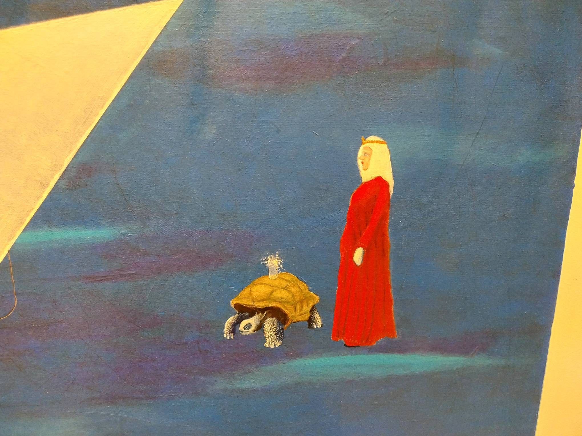 A nun and a turtle in one of the paintings in "Resurrect." Photo by Elle Yap.