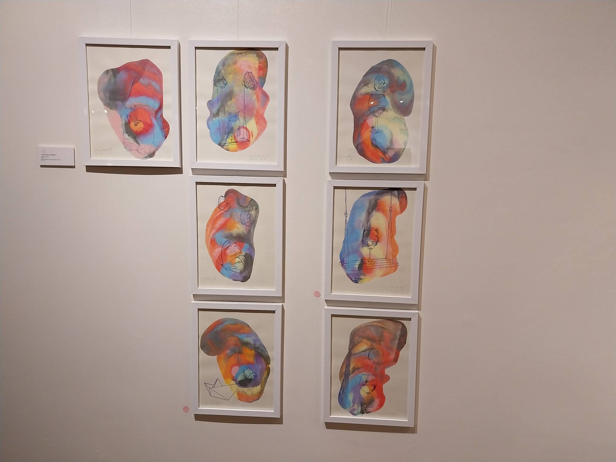 Seven paintings by Jethro Jocson. Photo by Elle Yap.