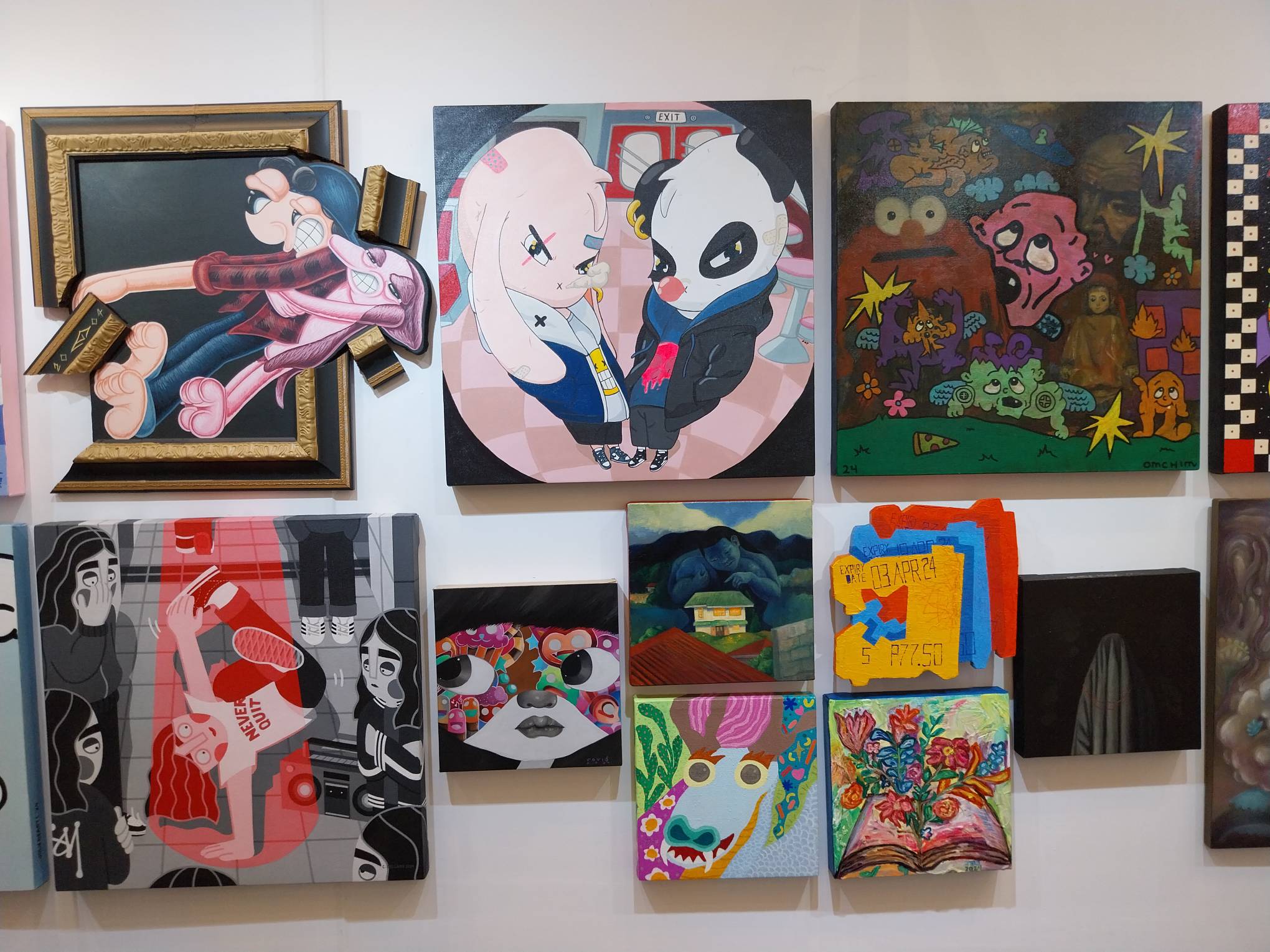 Some paintings for MoCAF Discoveries. Photo by Elle Yap.