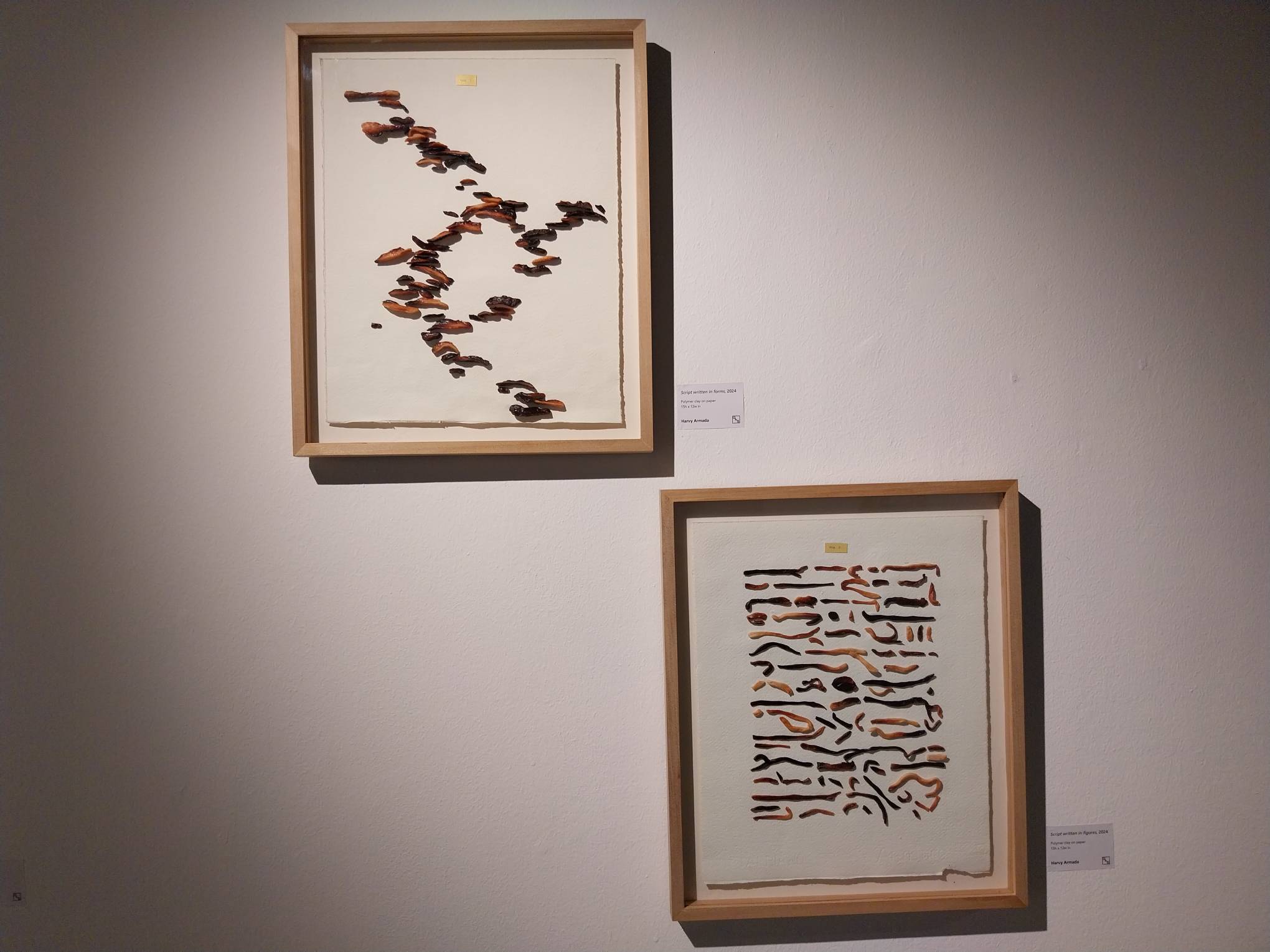 [From top] "Script Written in Figures" and "Script Written in Forms" by Harvy Armada. Photo by Elle Yap.