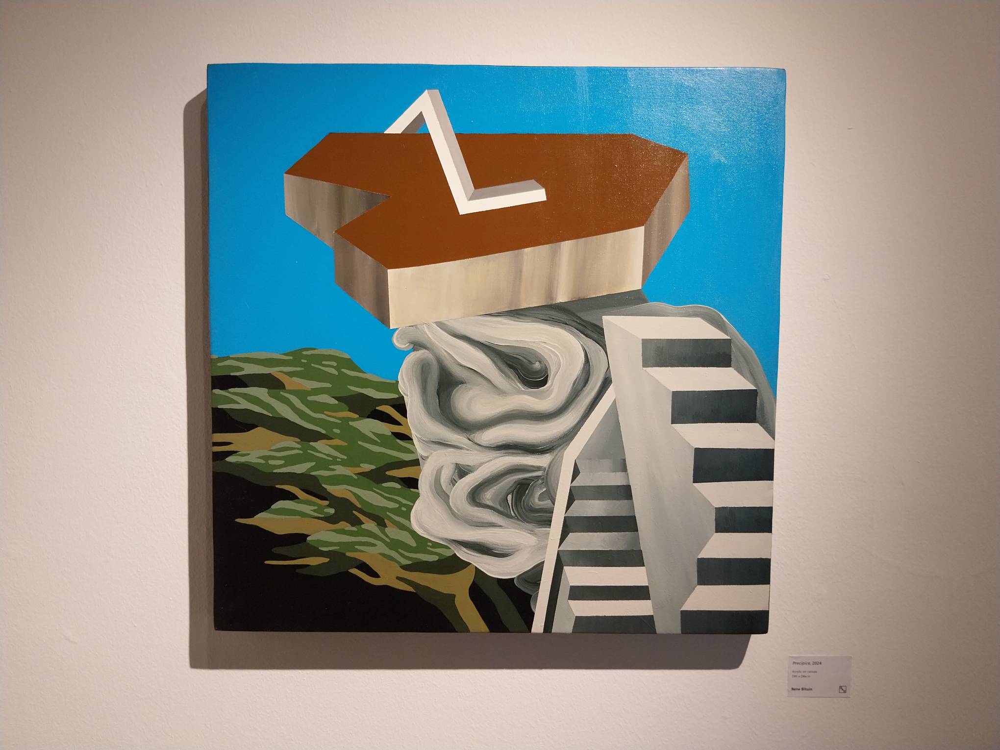 "Precipice" by Rene Bituin for Gravity Art Space's stair-themed exhibit "We Have to Look Down to Know What’s Up." Photo by Elle Yap.