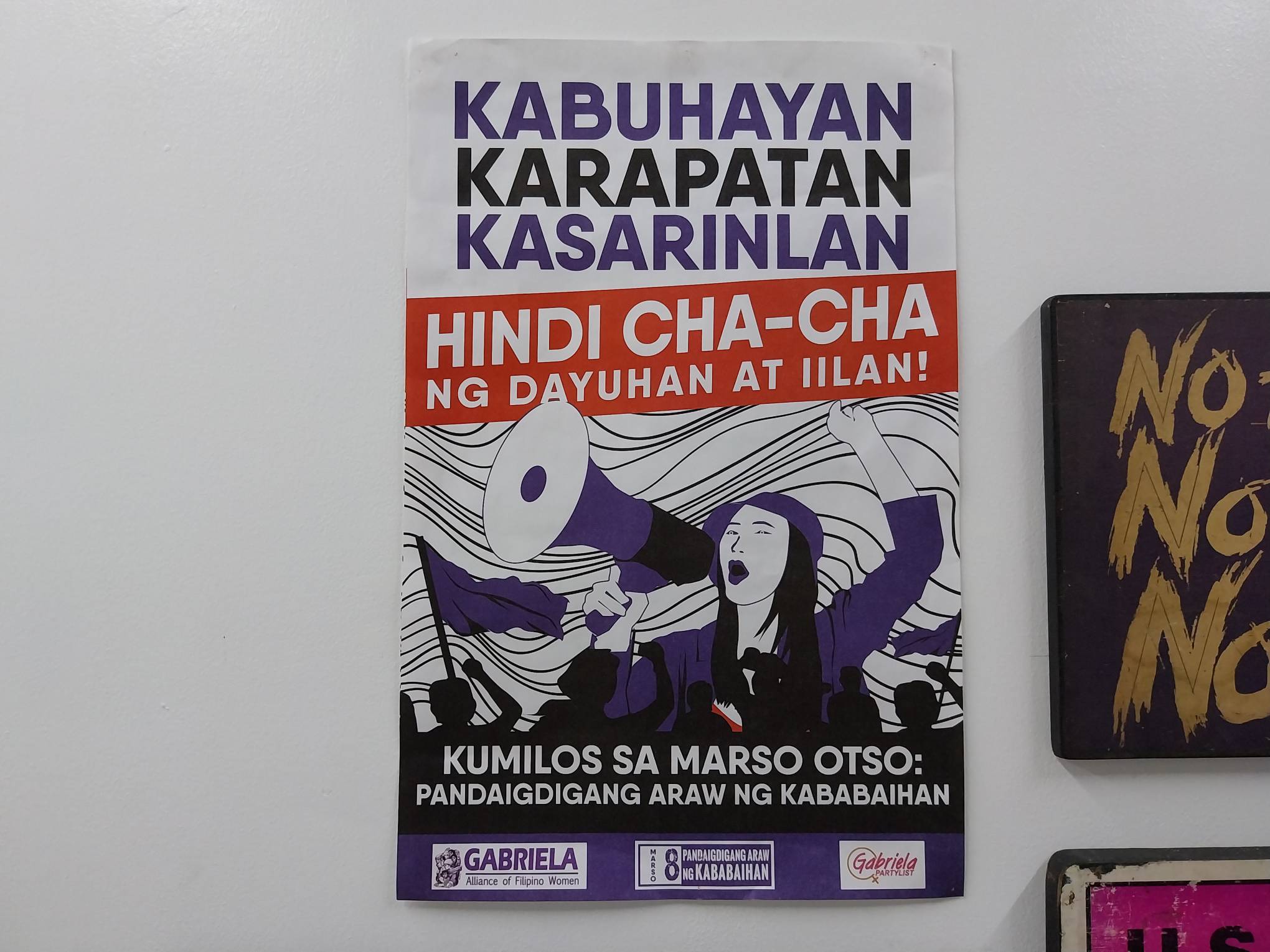 A recent International Women's Day poster. Photo by Elle Yap.