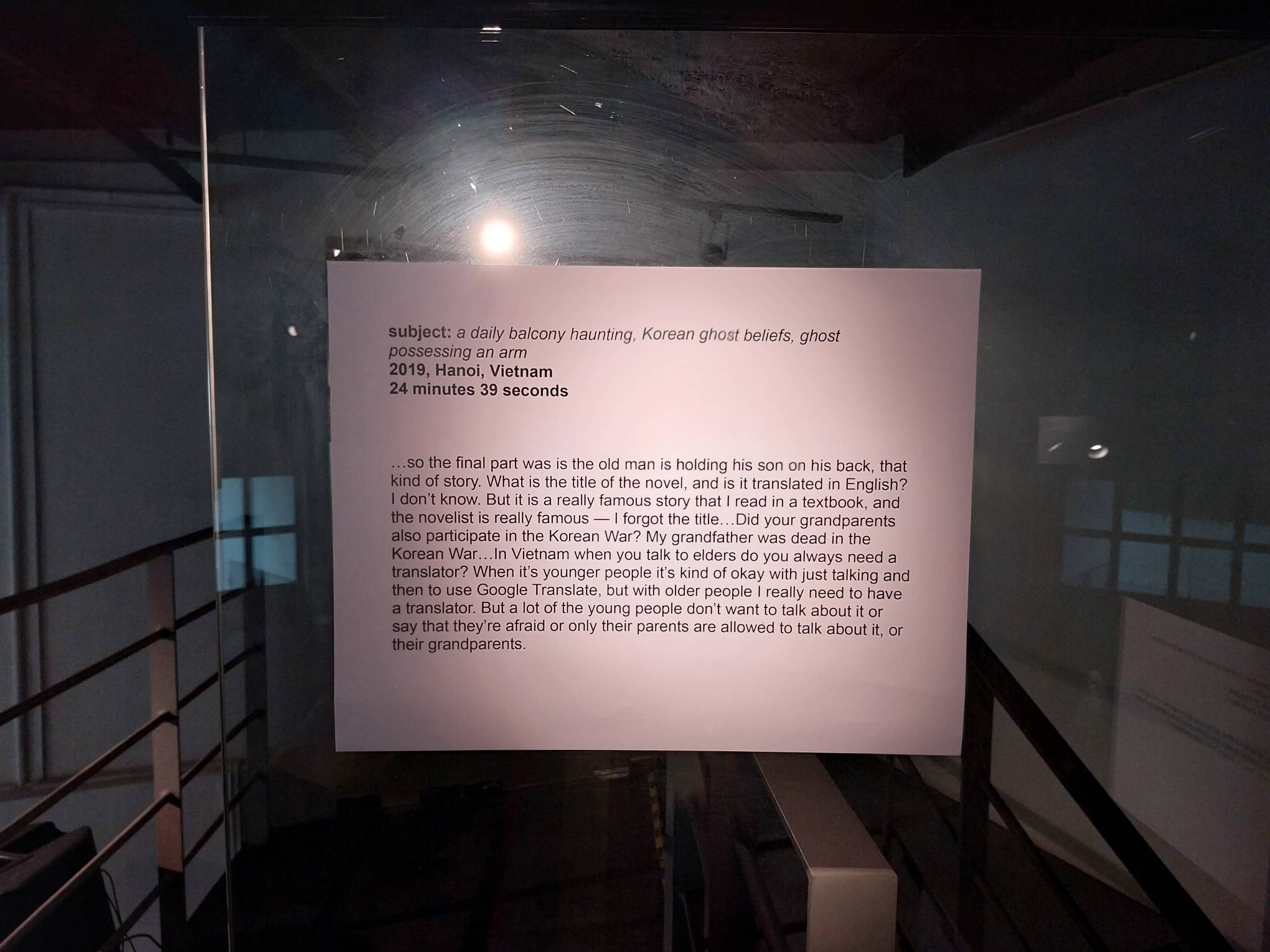 An interview fragment for Neo Maestro&rsquo;s &ldquo;Untitled (dregs from Don&rsquo;t Sleep At The Wake)." Photo by Elle Yap.