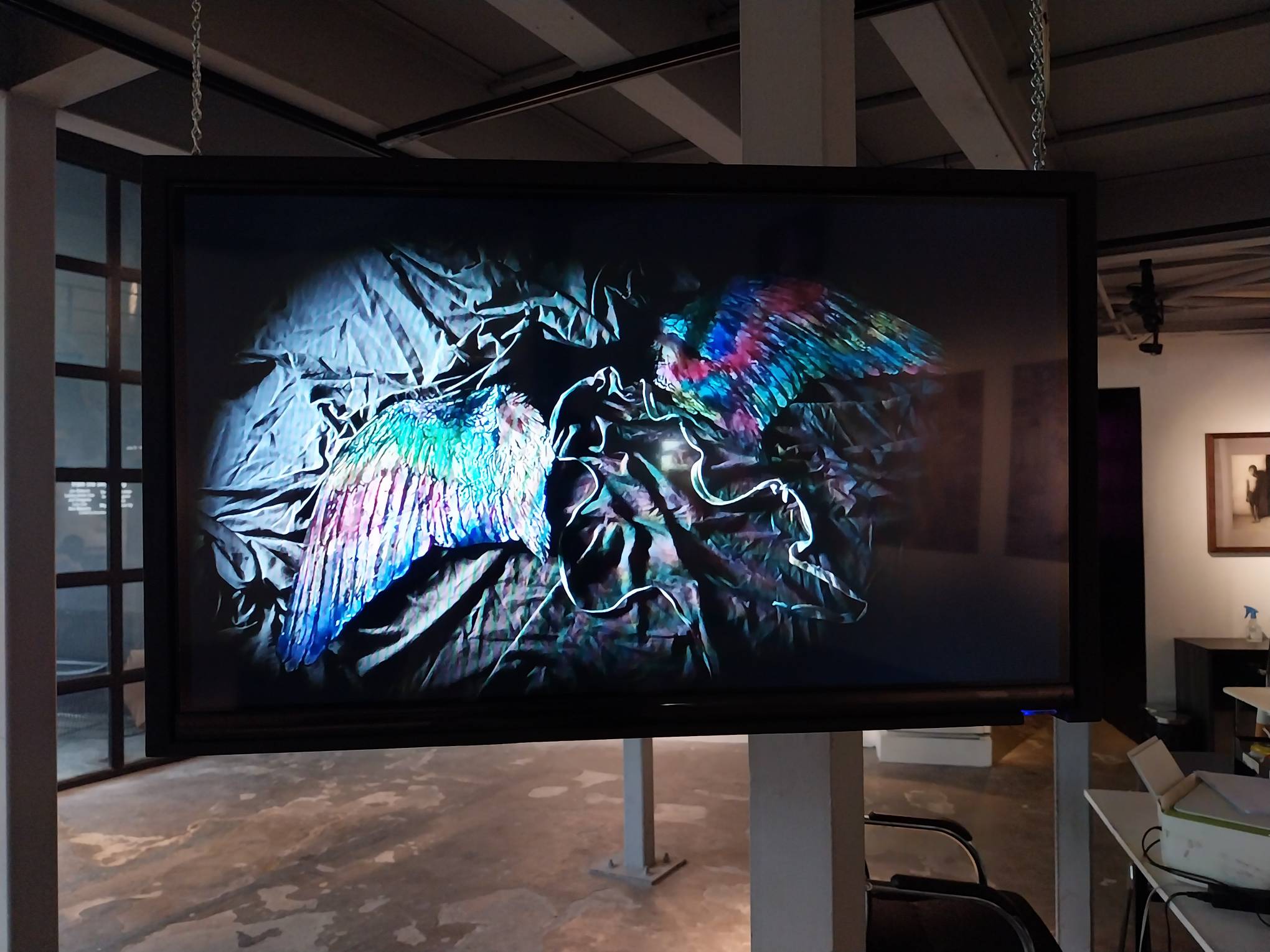 One of the frames from Jed Gregorio's "Angel" for Modeka Art's "you were there from the beginning." Photo by Elle Yap.