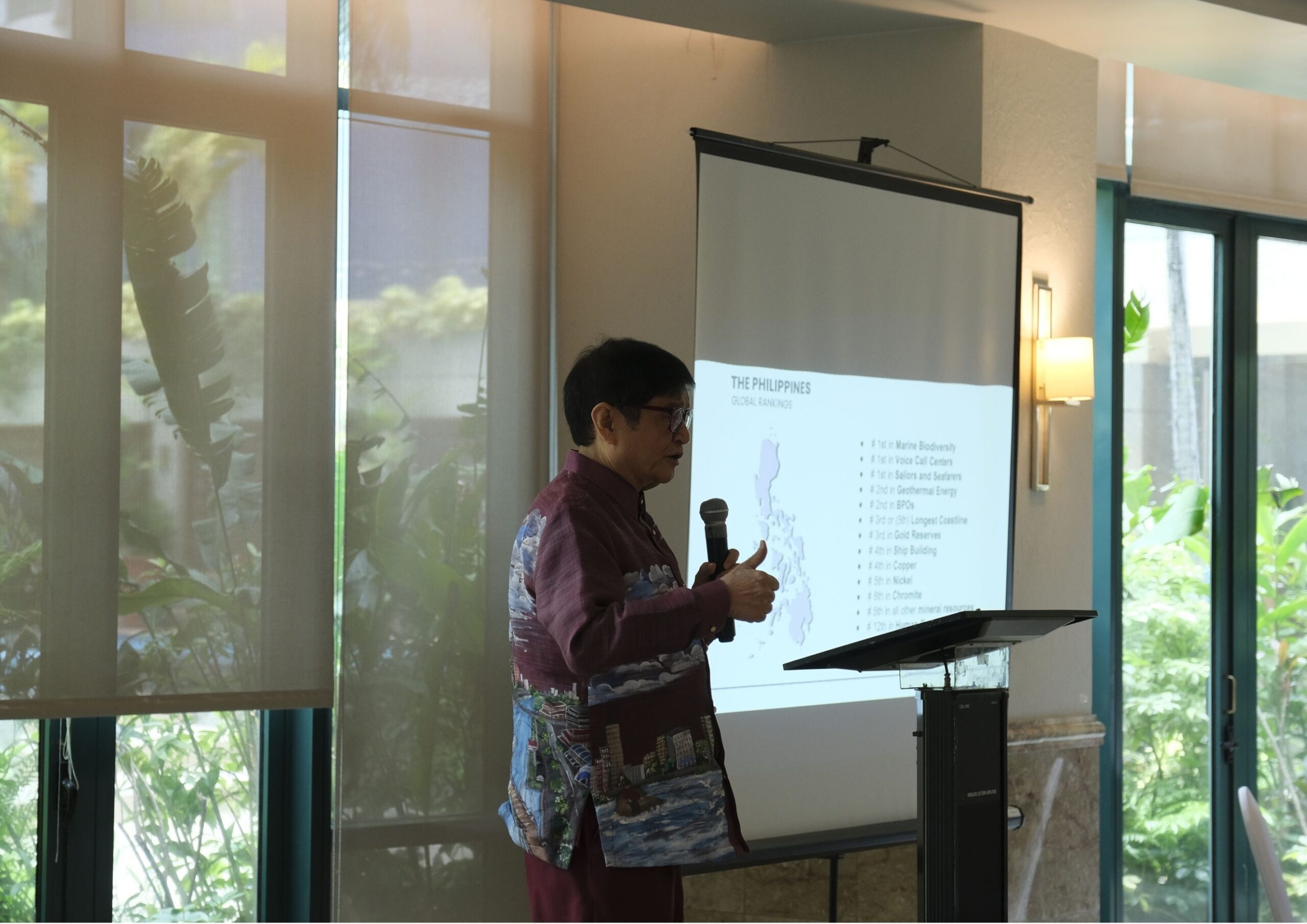 Felino "Jun" Palafox, Jr. presenting their Philippines 2050 campaign