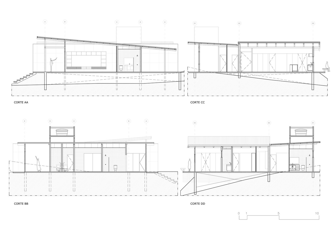 Sketches showing the planning of the building. Photo from Mateus Castilho + Patricia Bueno.