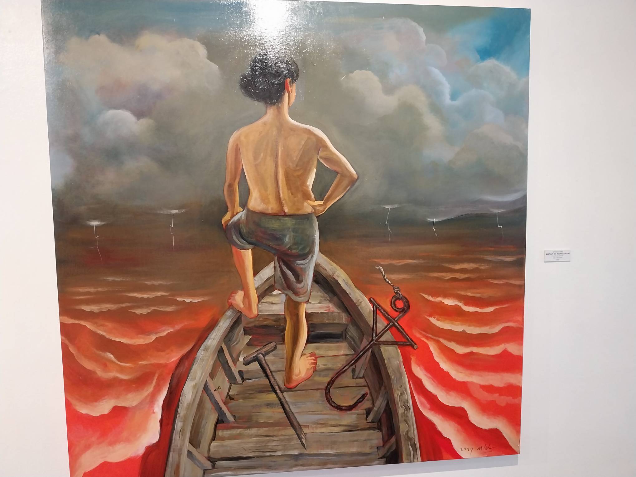 Another artwork by Dengcoy Miel commenting on the West Philippine Sea. Photo by Elle Yap.