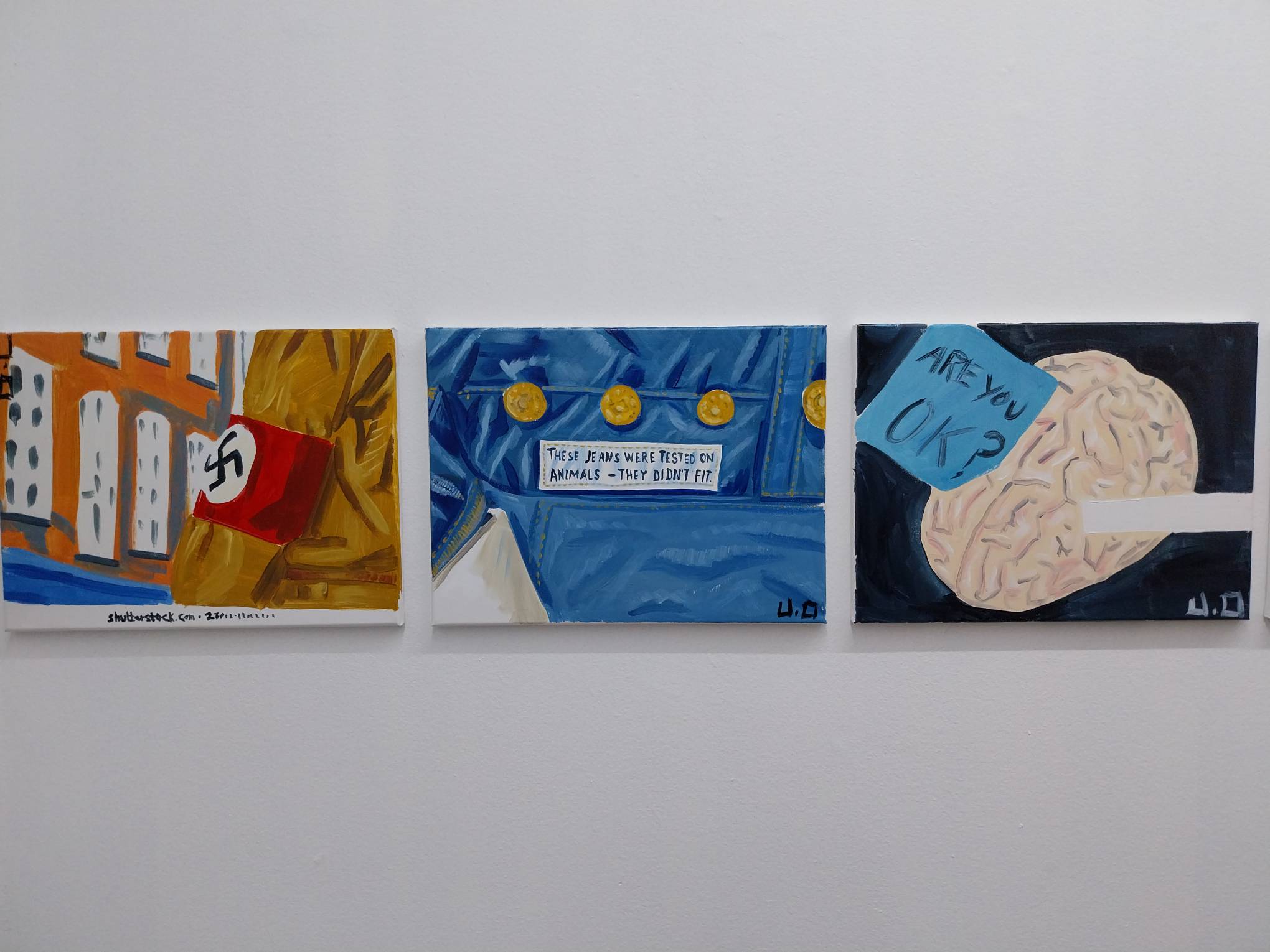 A group of paintings by Jayson Oliveria. Photo by Elle Yap.