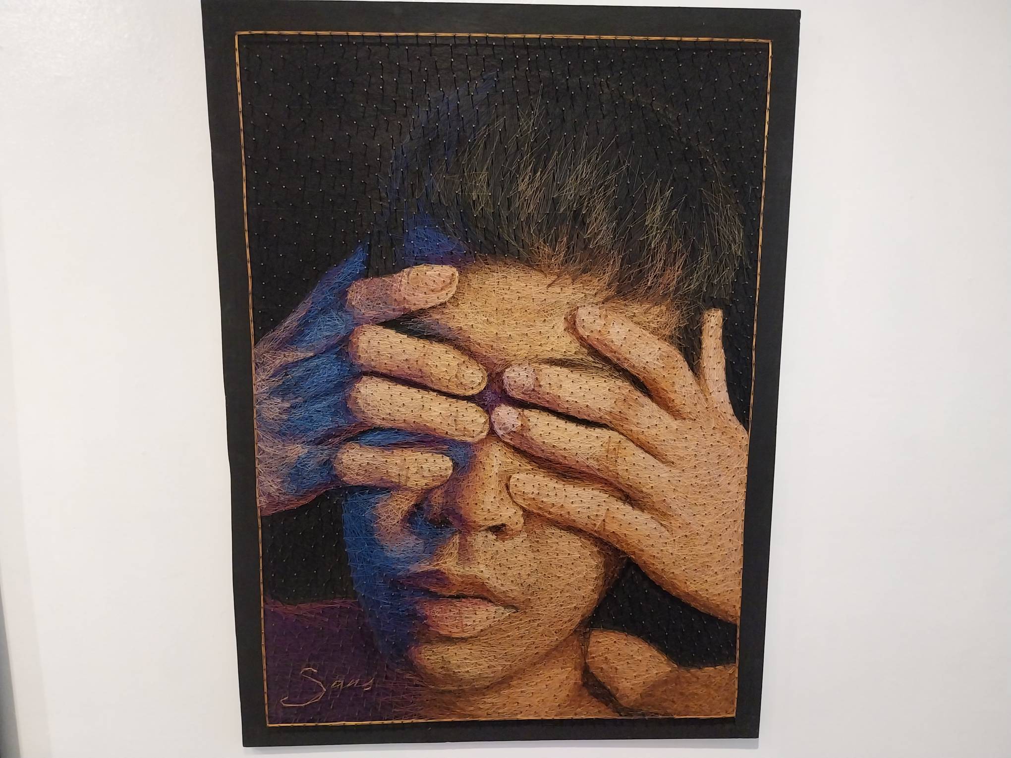 Sarsalem Meleksyu's "Apathy 1 (Bulag)" for the Mindanao-focused "Sur" exhibit. Photo by Elle Yap.