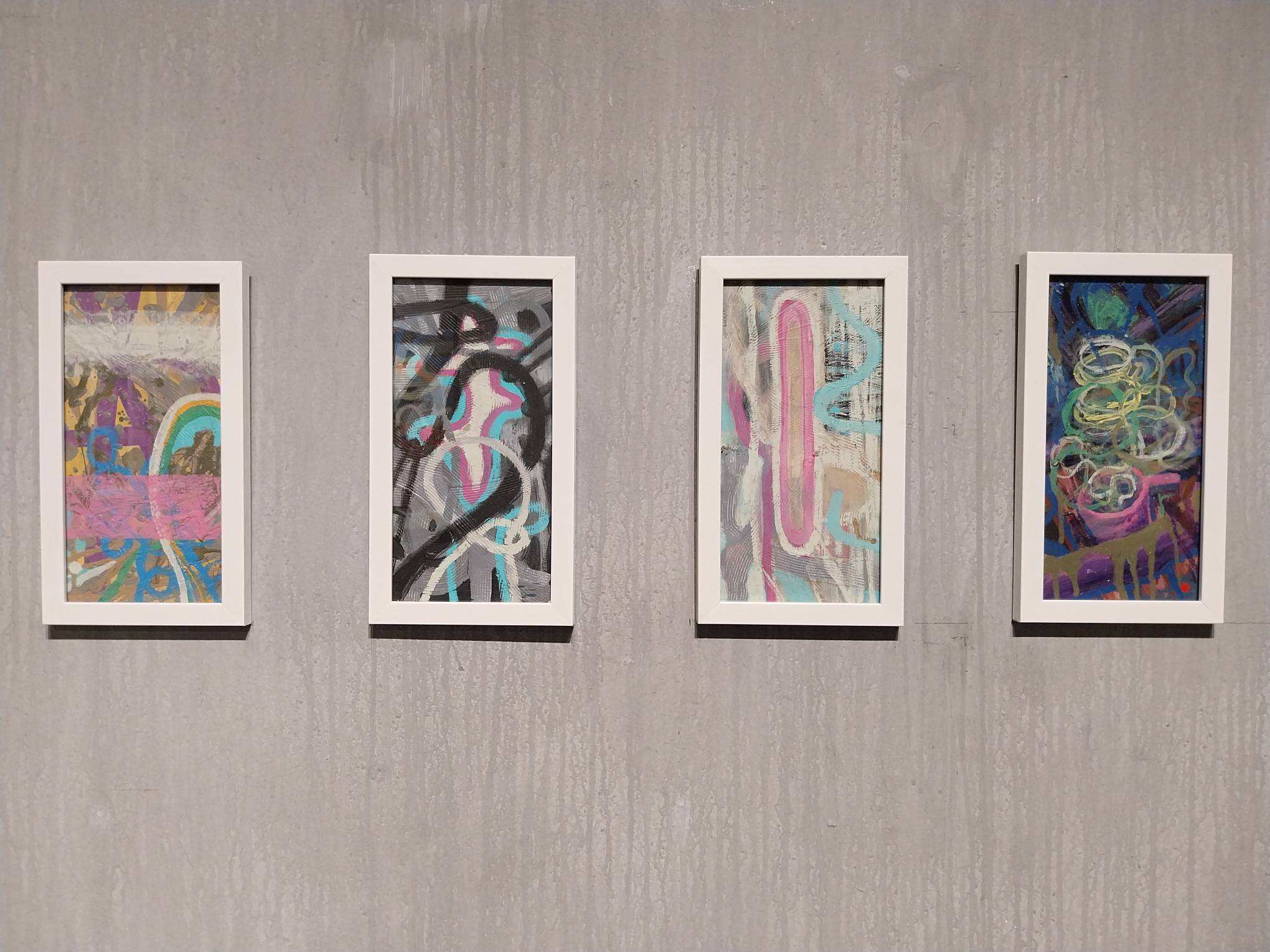 Another four paintings under the "Rollercoaster" collection by Erwin Teves Pascual. Photo by Elle Yap.