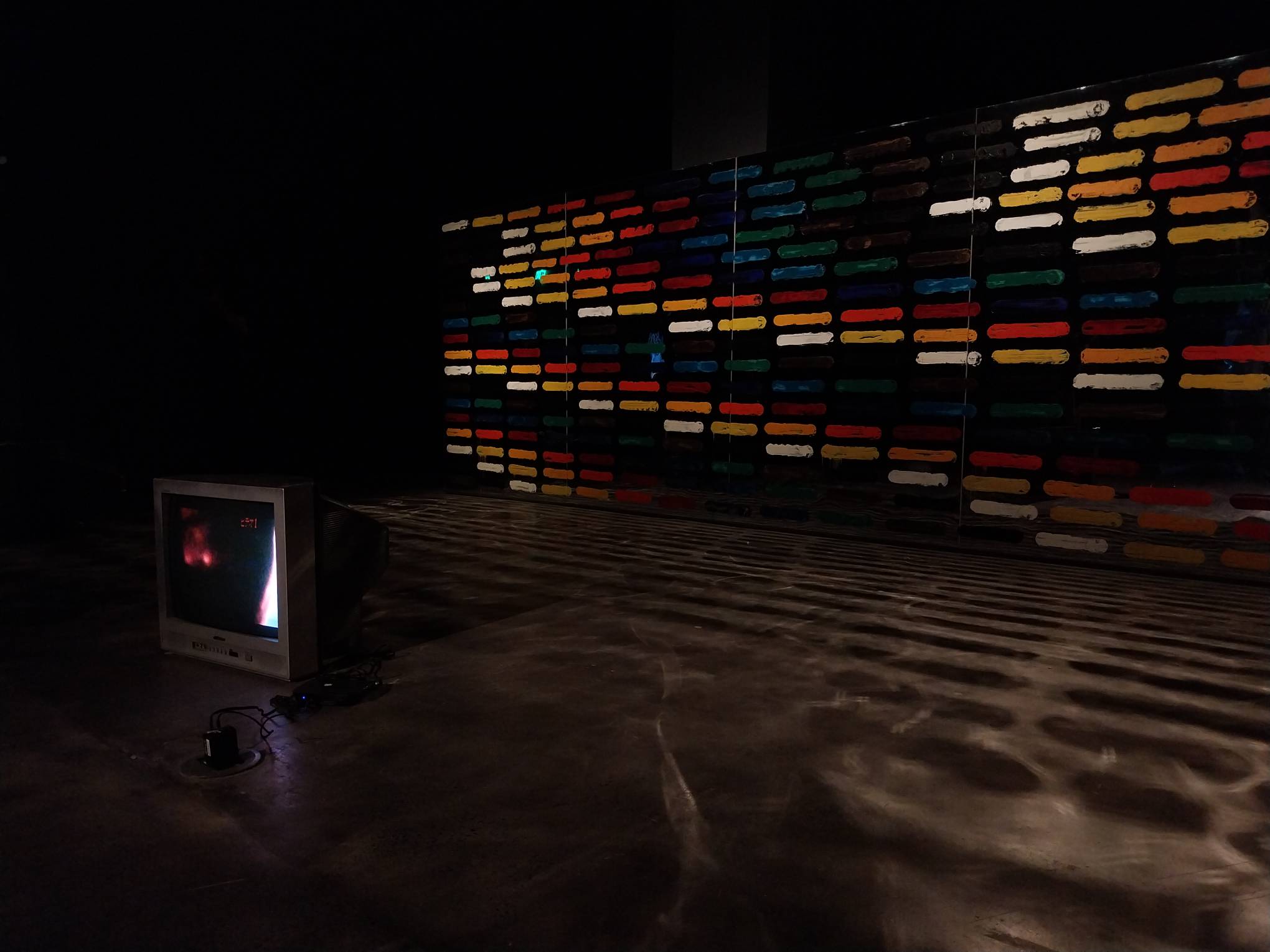 Gerardo Tan’s “Mirror Painting” for the Ateneo Art Gallery exhibit "Transitions and Continuity." Photo by Patricia Yap.