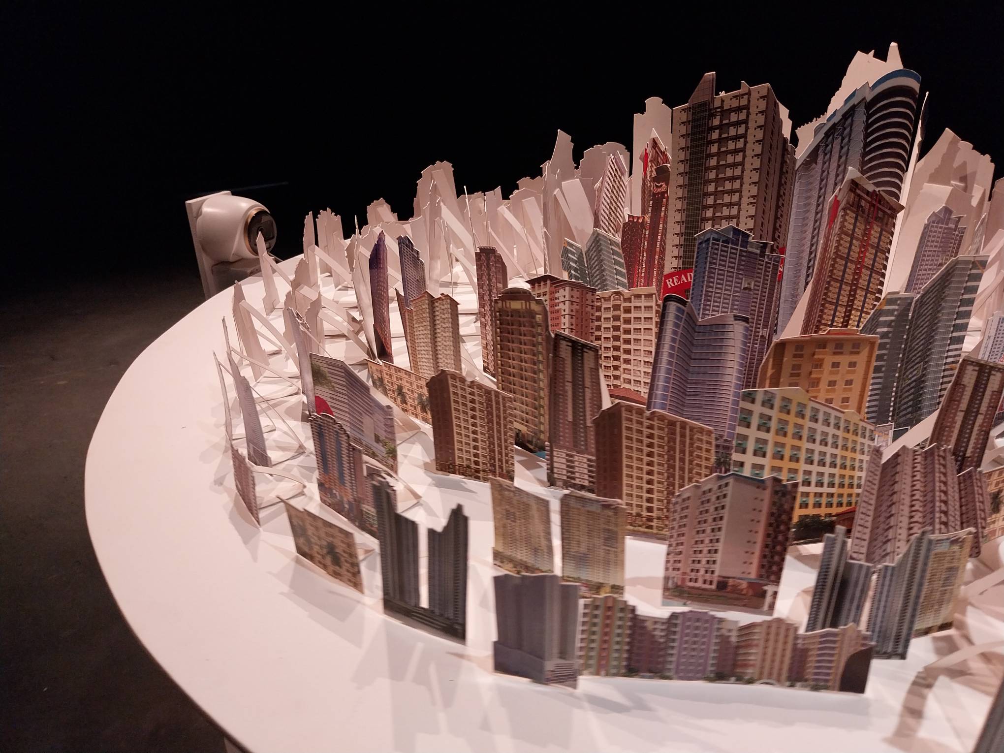 Camera providing the video art for Mark Salvatus' "Model City." Photo by Patricia Yap.