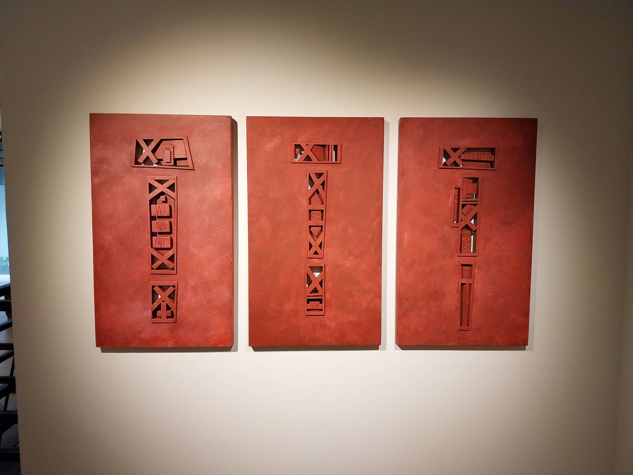 Dan Raralio's three works for "SACRUS:MUNDUS." Photo by Elle Yap.