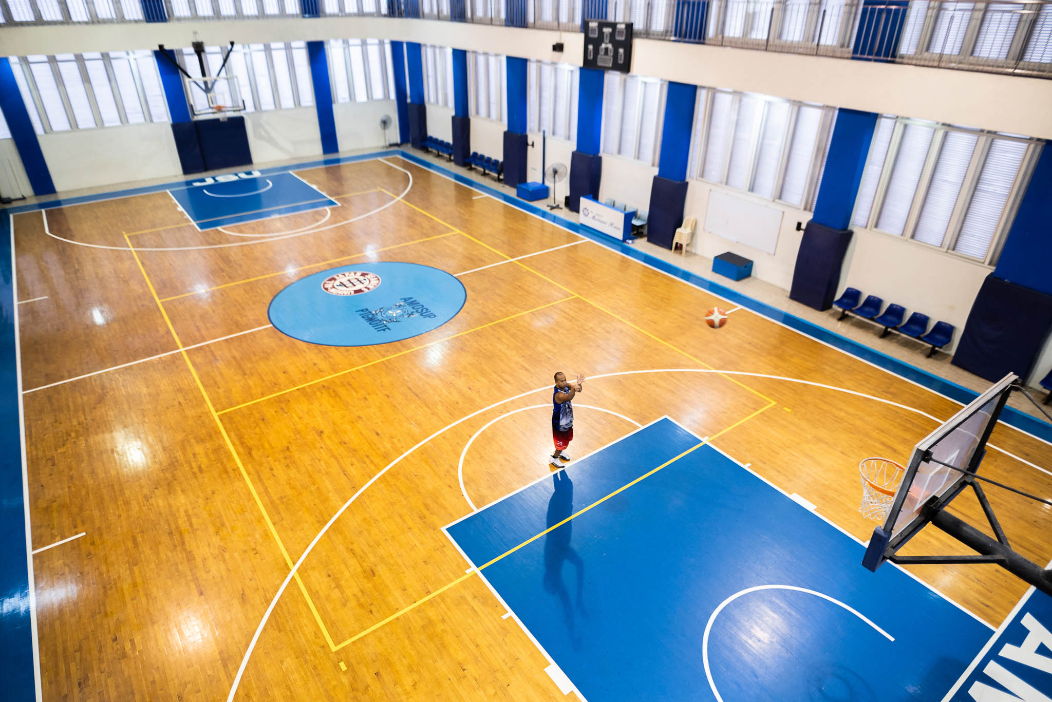 a competition-grade basketball court