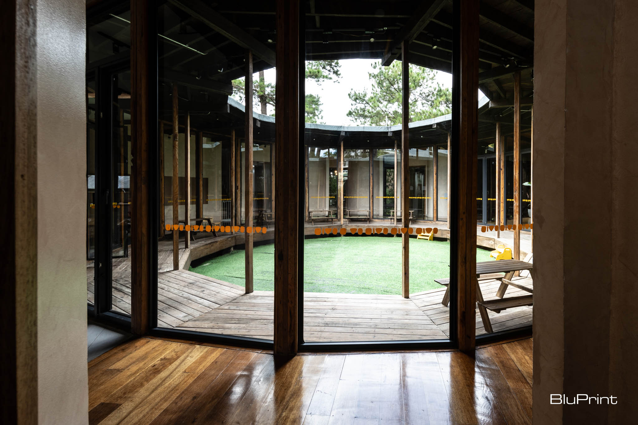 view of the central courtyard from the inside