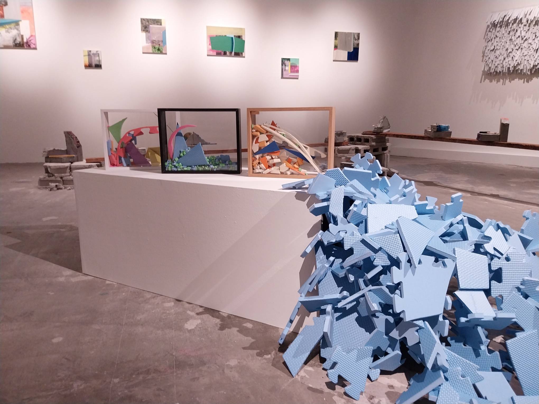 One of the works displayed on the floor of the gallery. Photo by Elle Yap.