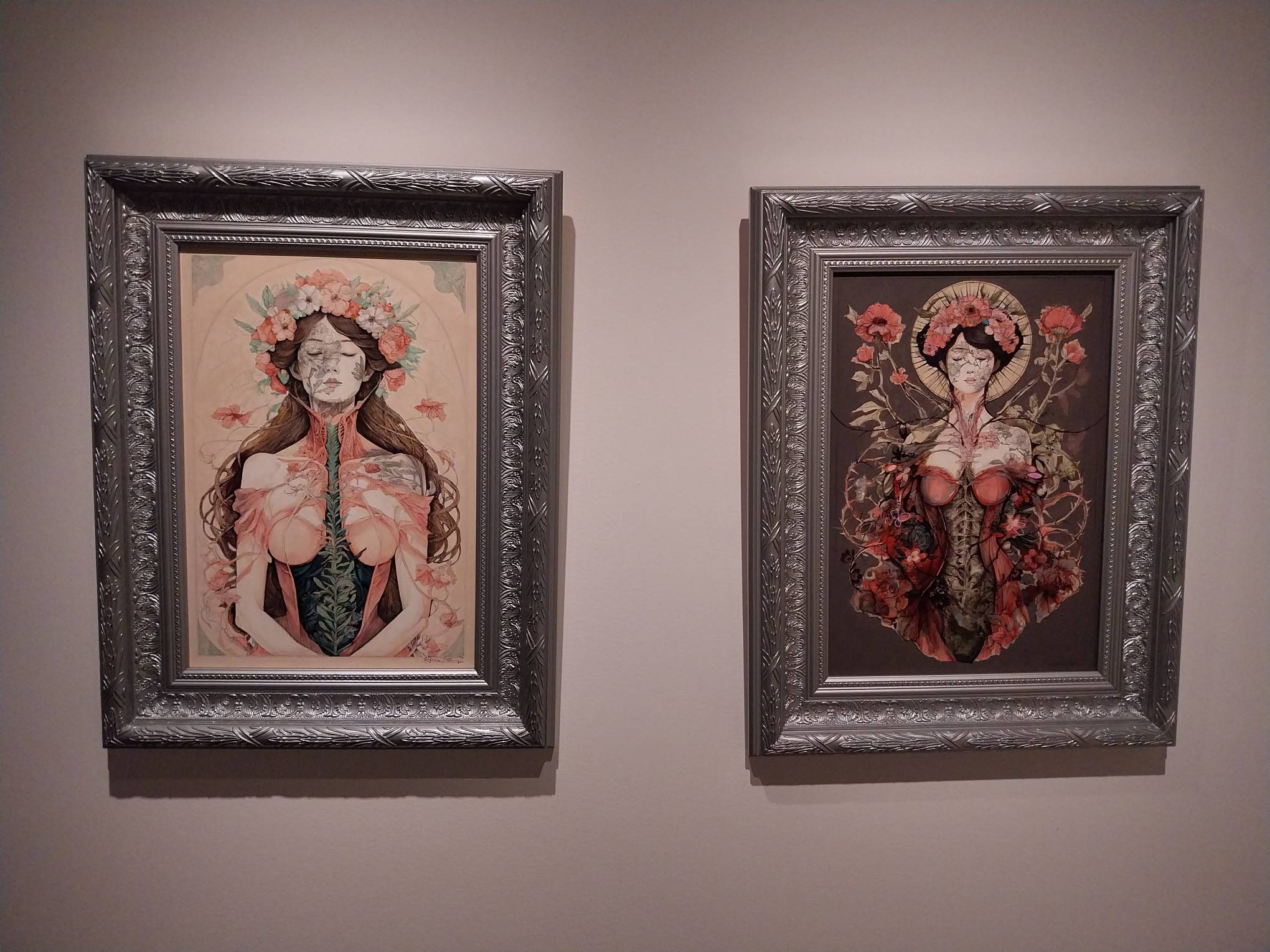 Two paintings by Nunzio Paci for "Eyes Closed." Photo by Elle Yap.