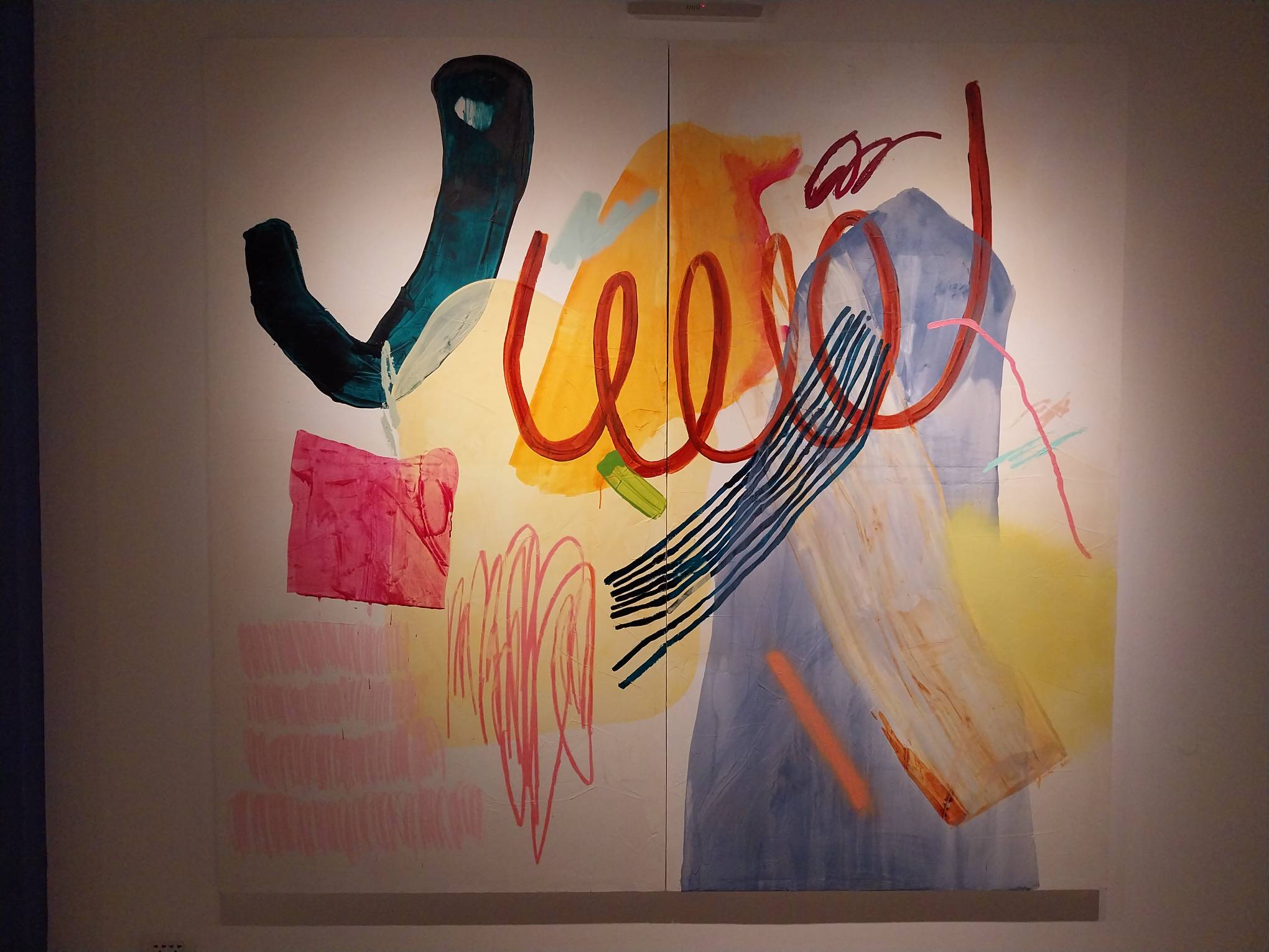 An abstract painting for "Blue Plate, Synthetic Savor."