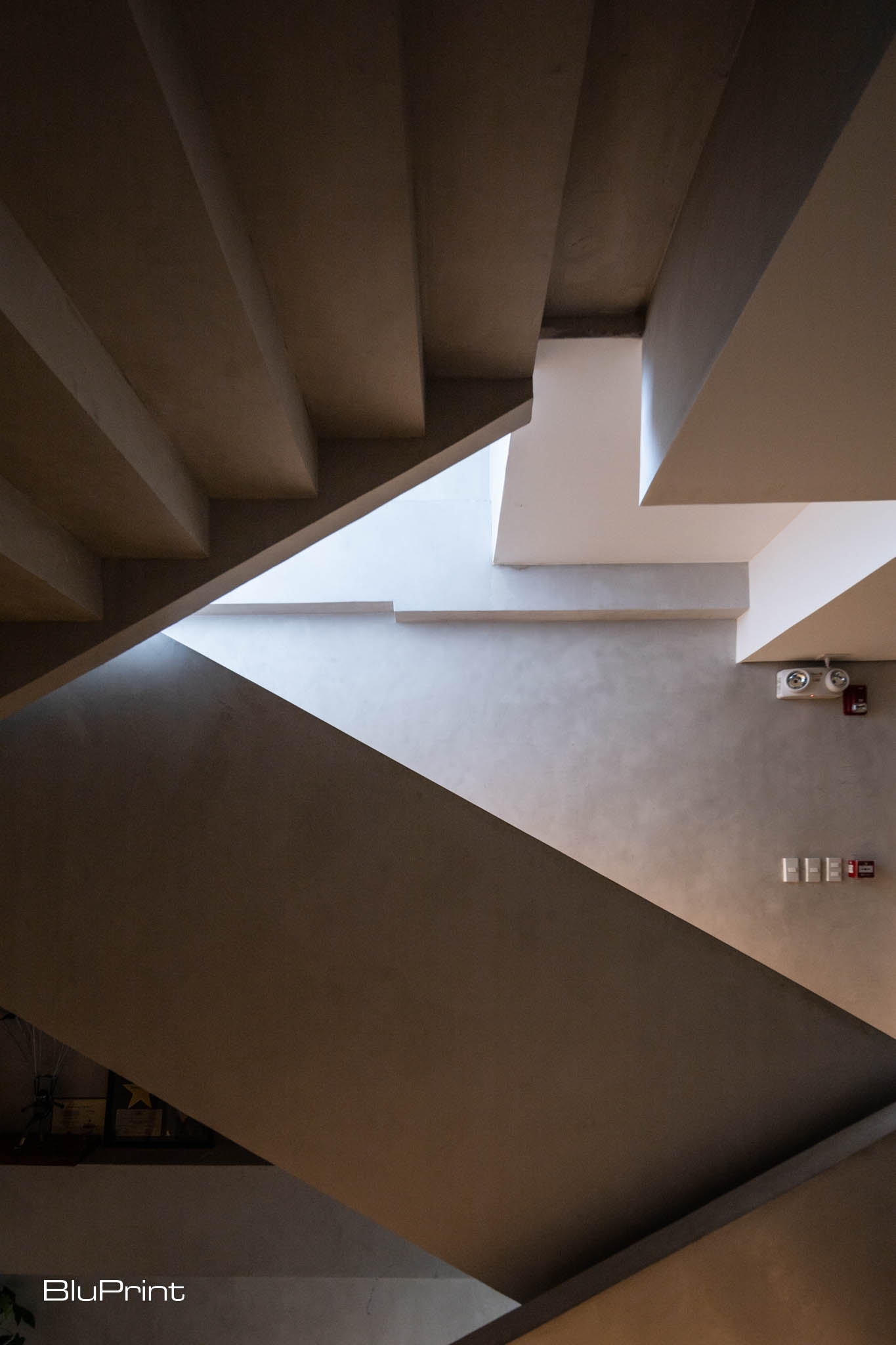 Interior shots of the G Studios concrete stairwell.