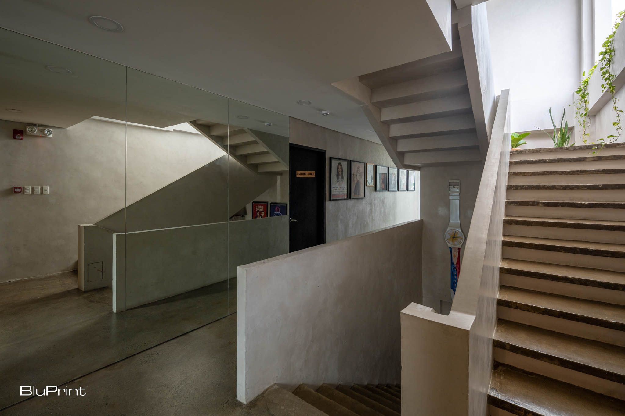 Interior shots of the G Studios concrete stairwell.