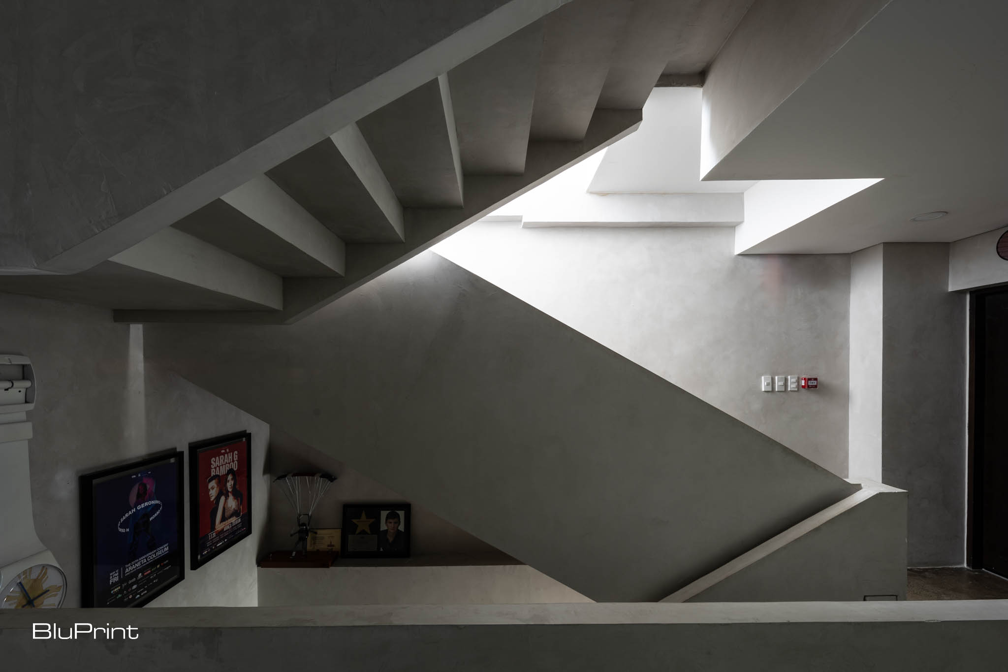 Interior shots of the G Studios concrete stairwell.