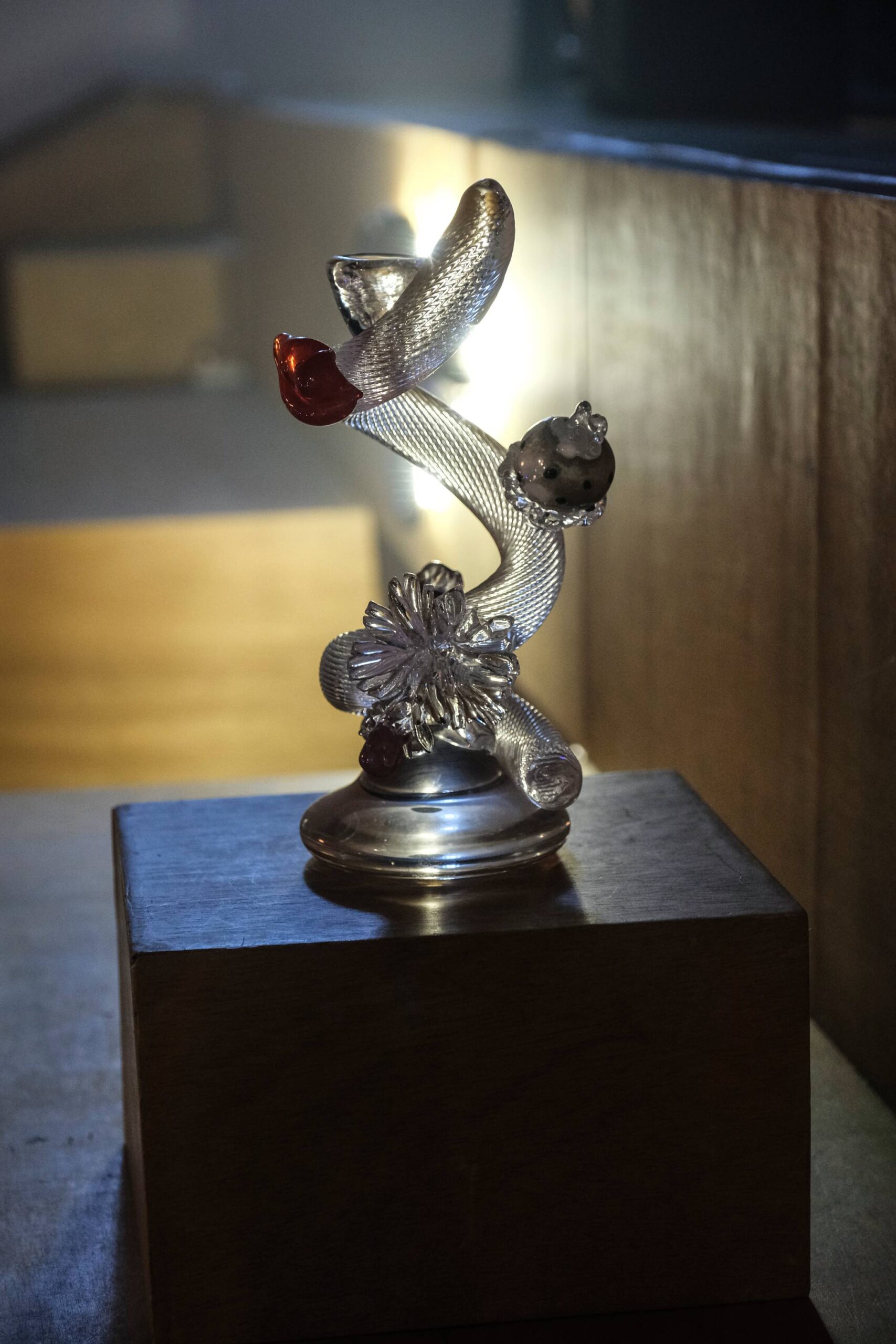 A lamps work exhibited at "To Catch A Shadow, There Must First Be Light." Photo by Ed Simon.