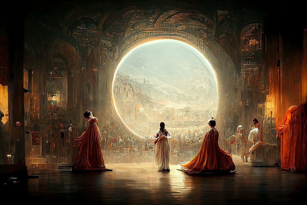“Théâtre d’Opéra Spatial,” an AI-generated artwork credited to Jason M. Allen and Midjourney.