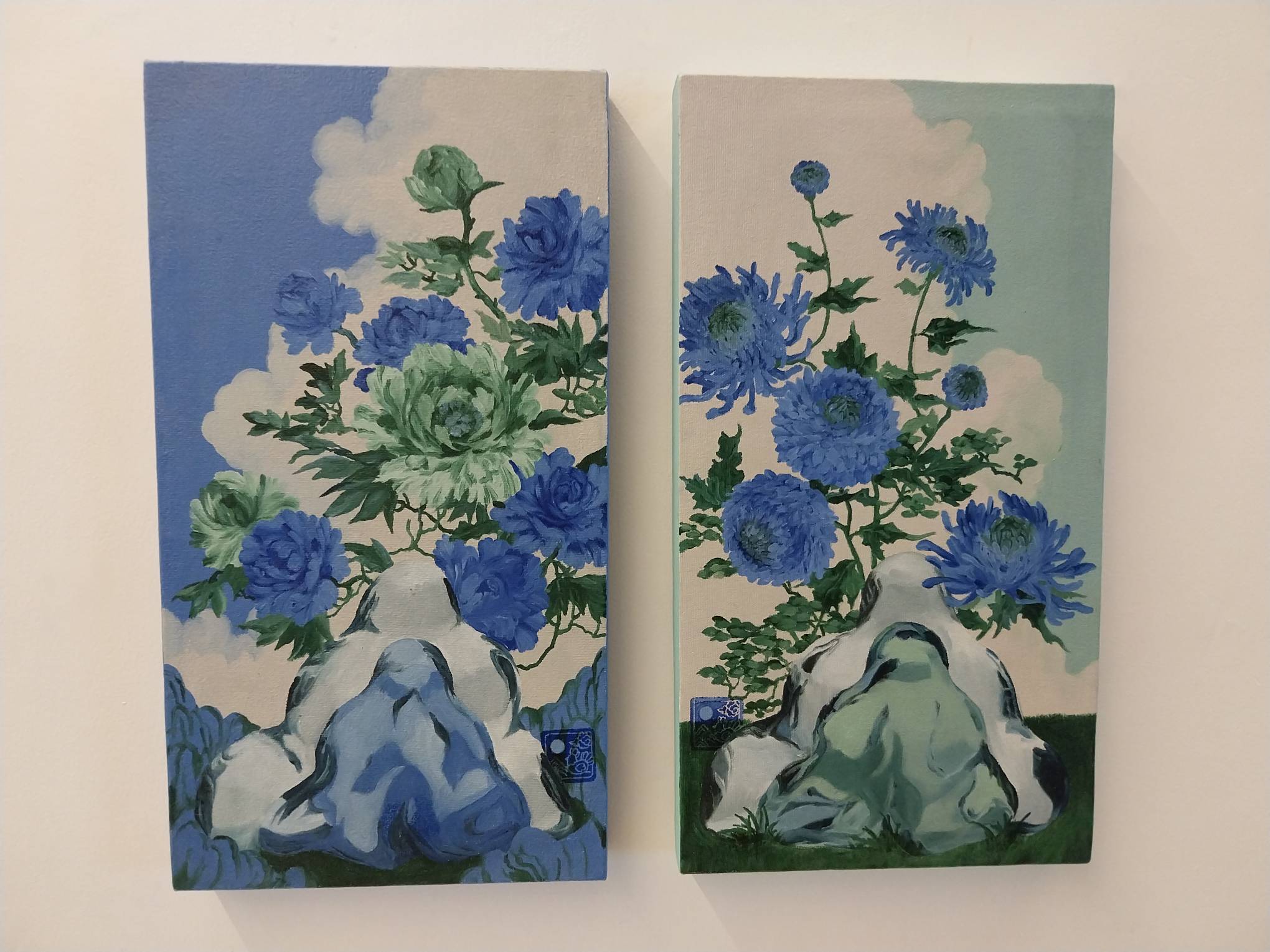Two connecting flower works for "Forged in Fire."