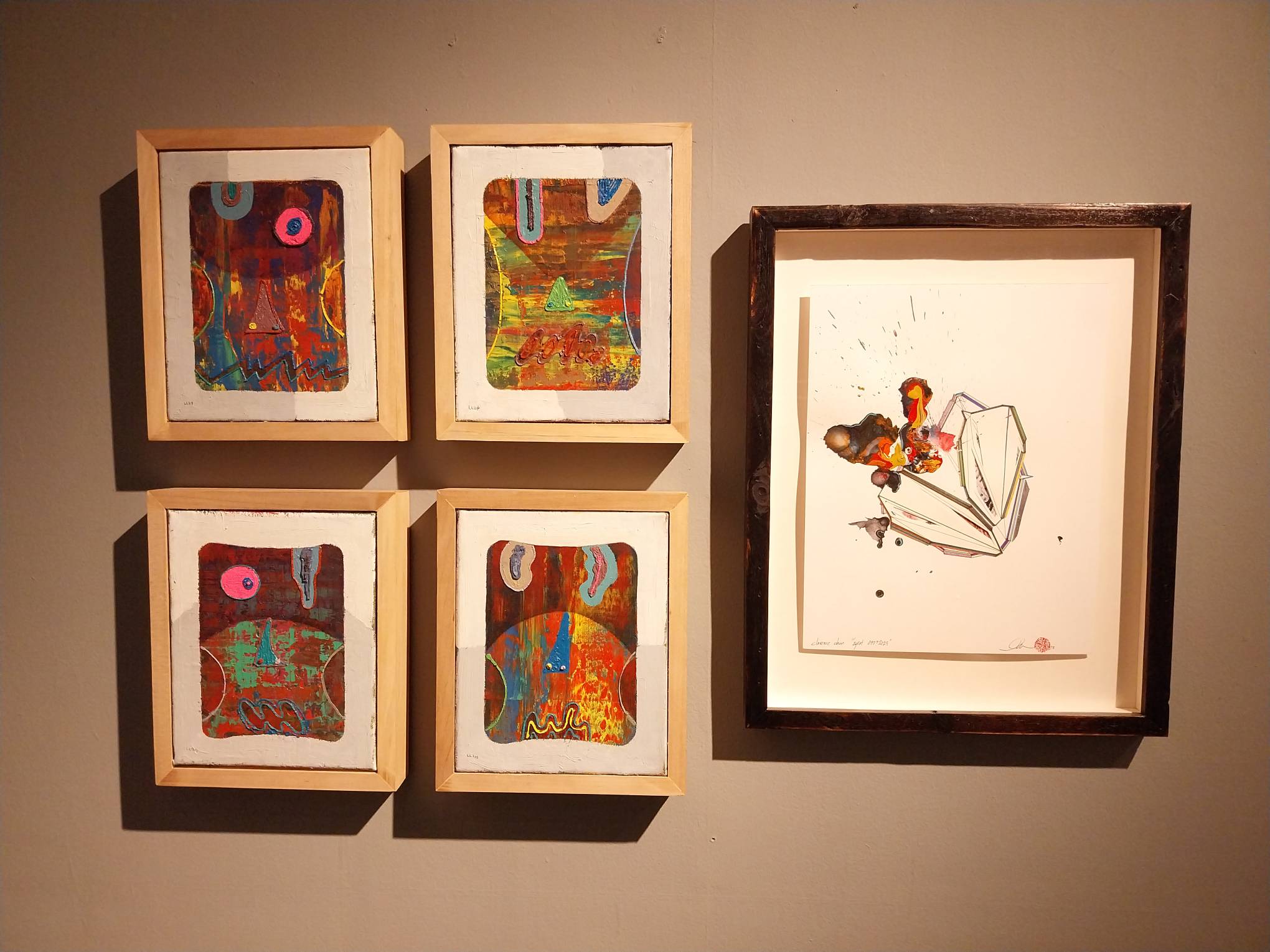 Five works displayed for "Clarence Chun x Luis Lorenzana" at Mono8 Gallery.