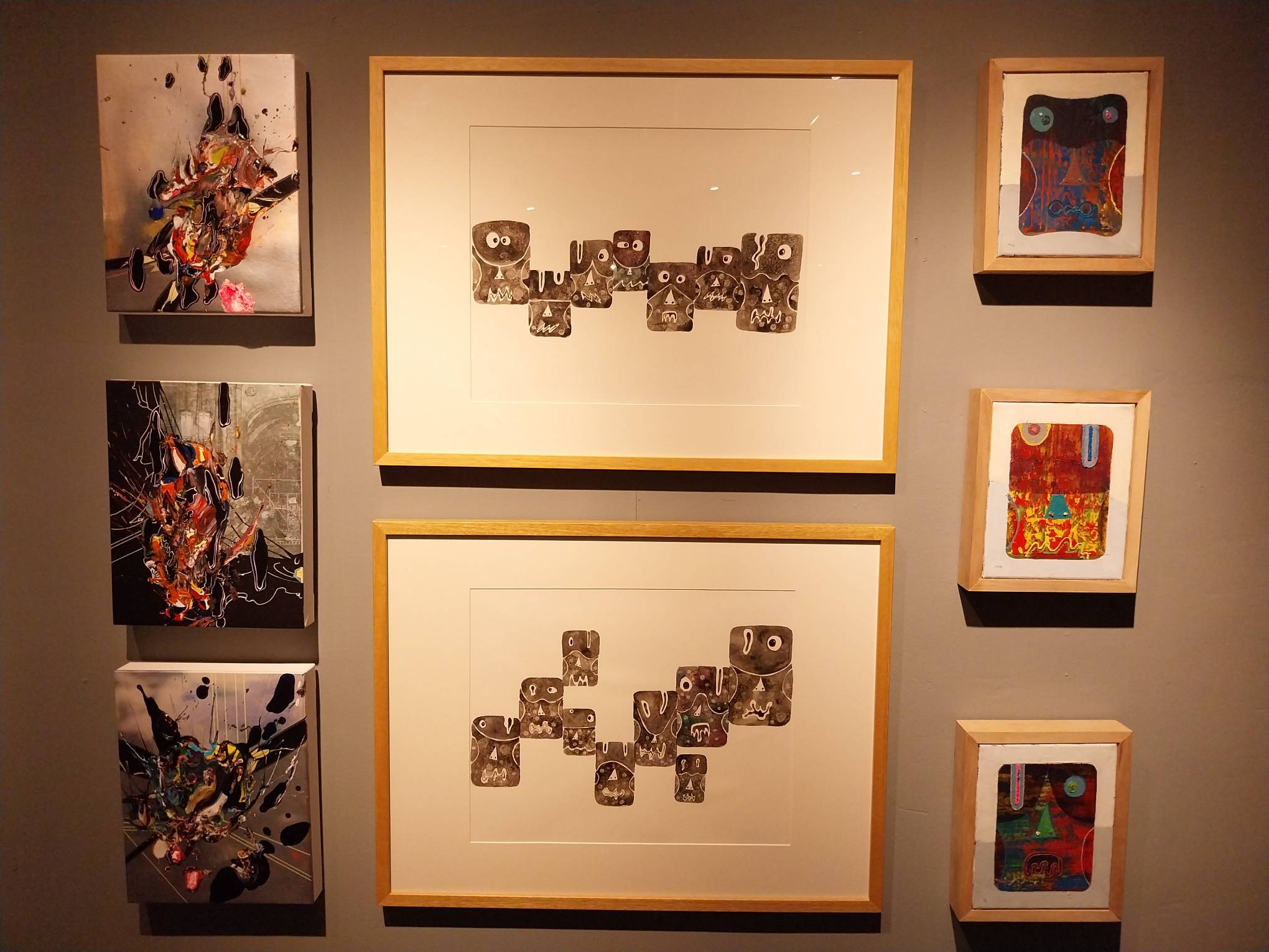 Works by both artists displayed at "Clarence Chun x Luis Lorenzana."