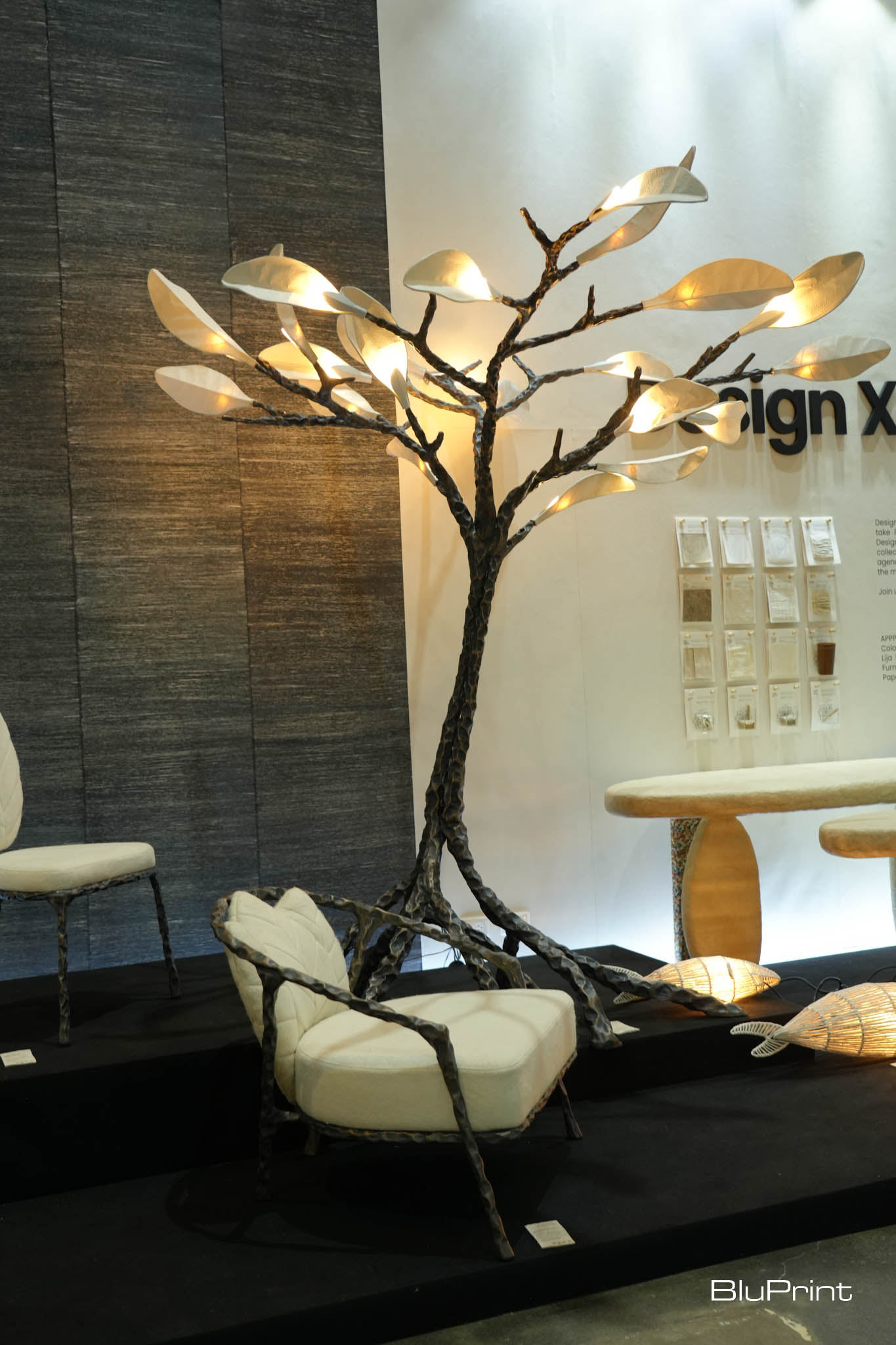 A tree art installation made of Pinyapel.