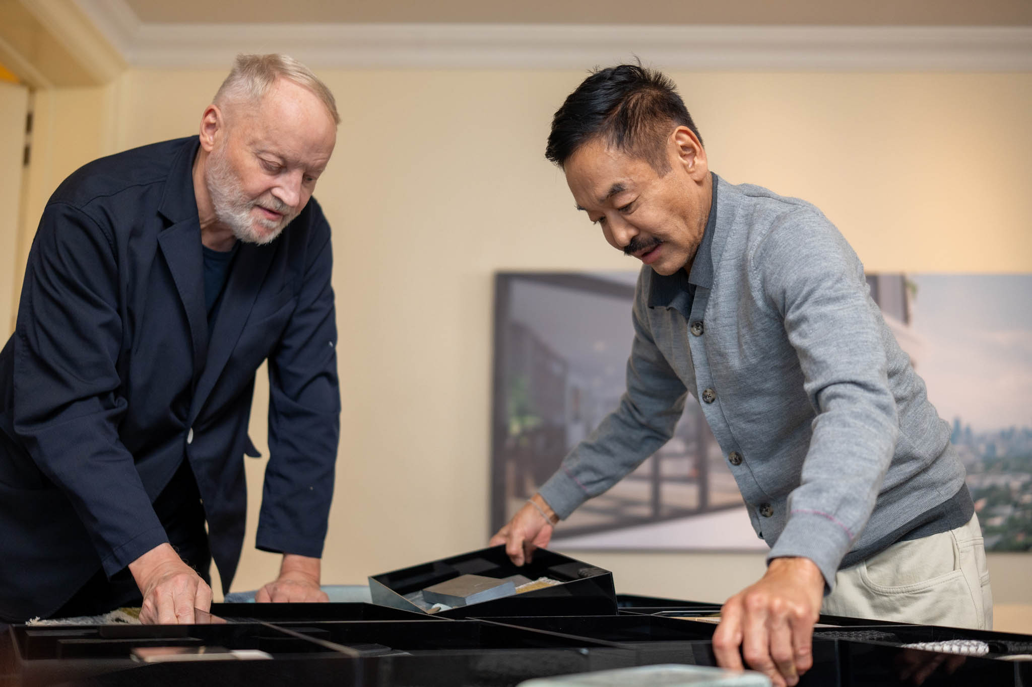 Yabu Pushelberg, led by George Yabu and Glenn Pushelberg, working on scale models.