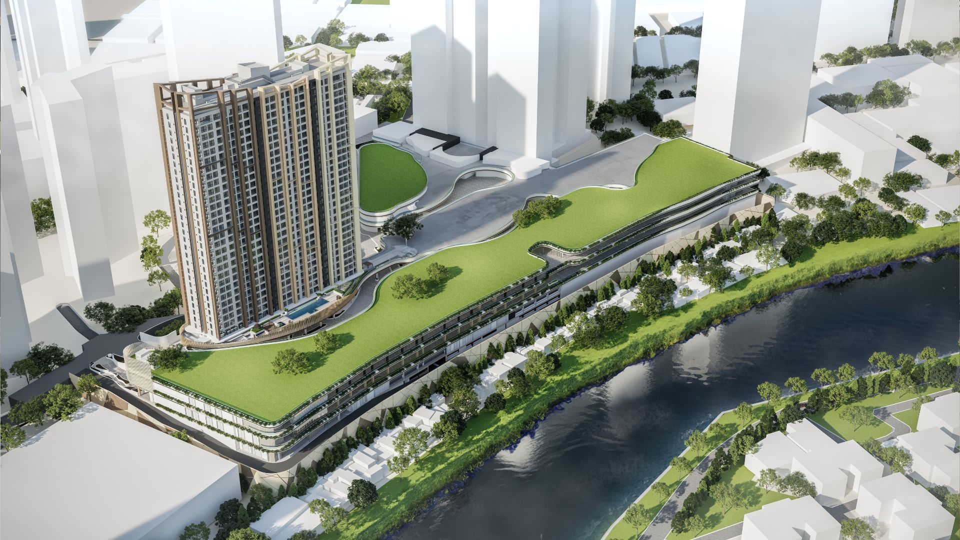 40% of The Observatory's land area is dedicated to open spaces so residents can enjoy nature without leaving the city. (Artist's Perspective).