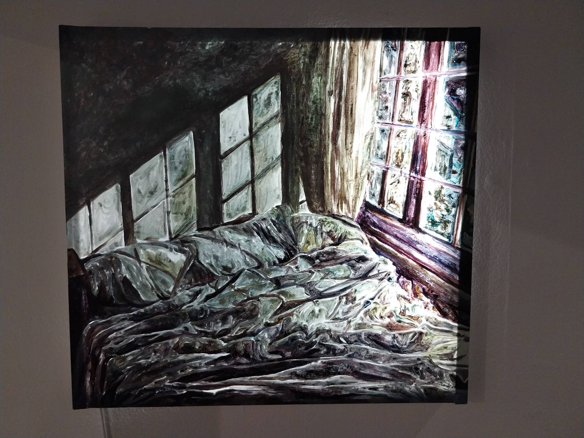 20241025_182124 - BluPrint Lightbox of a bedroom at night by Ikang Gonzales for "Portals."