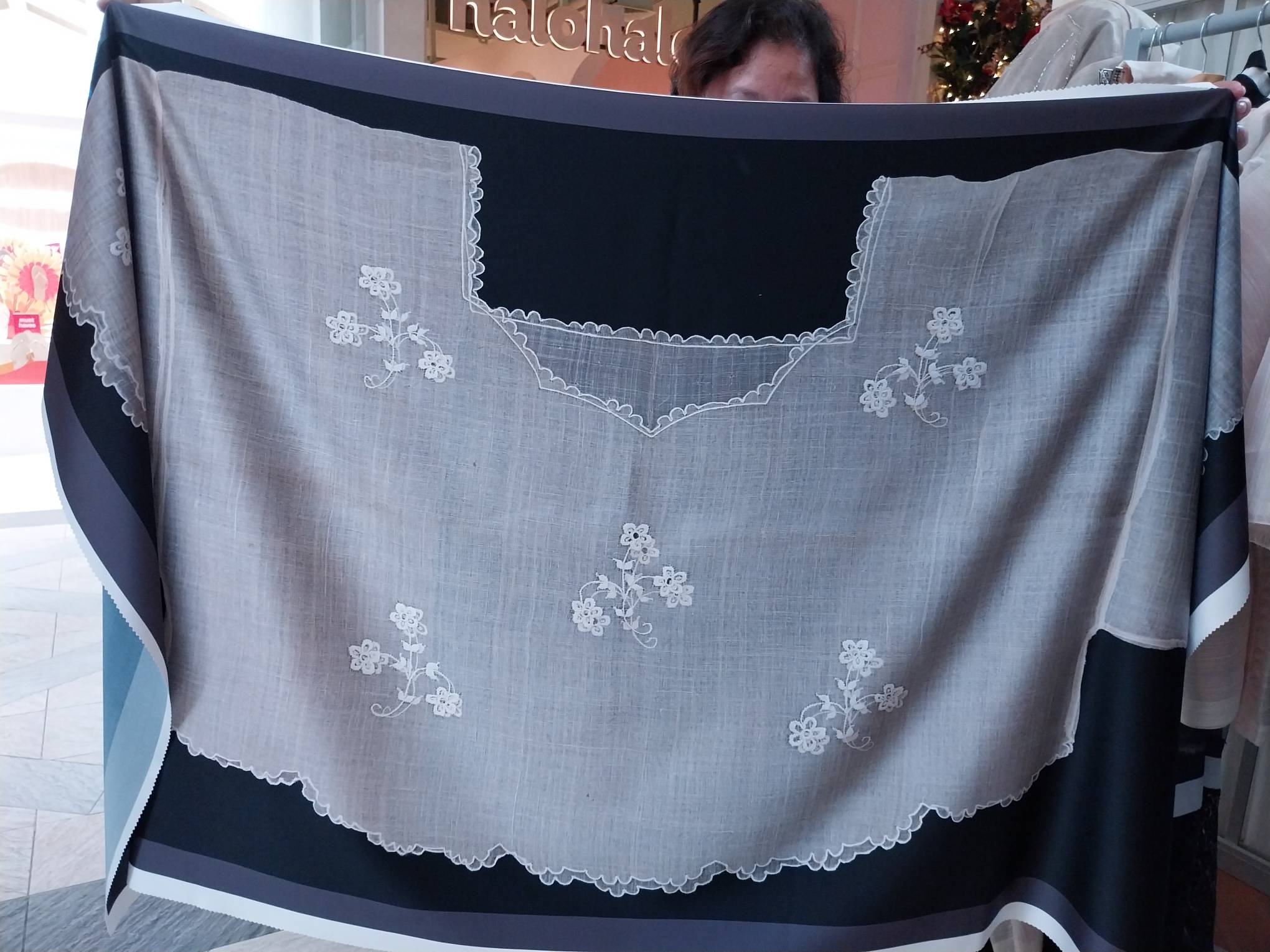 Scarf design by the brand.