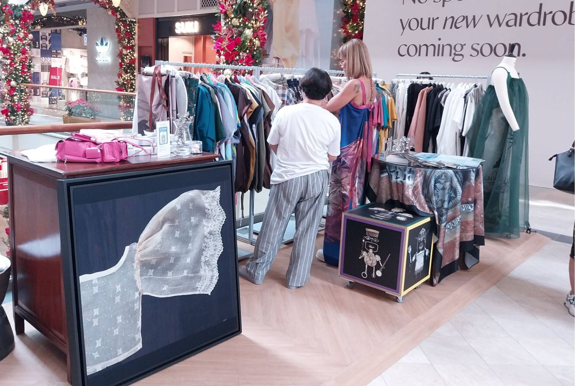 Shoppers looking through the selection at the Bitagcol pop-up store.