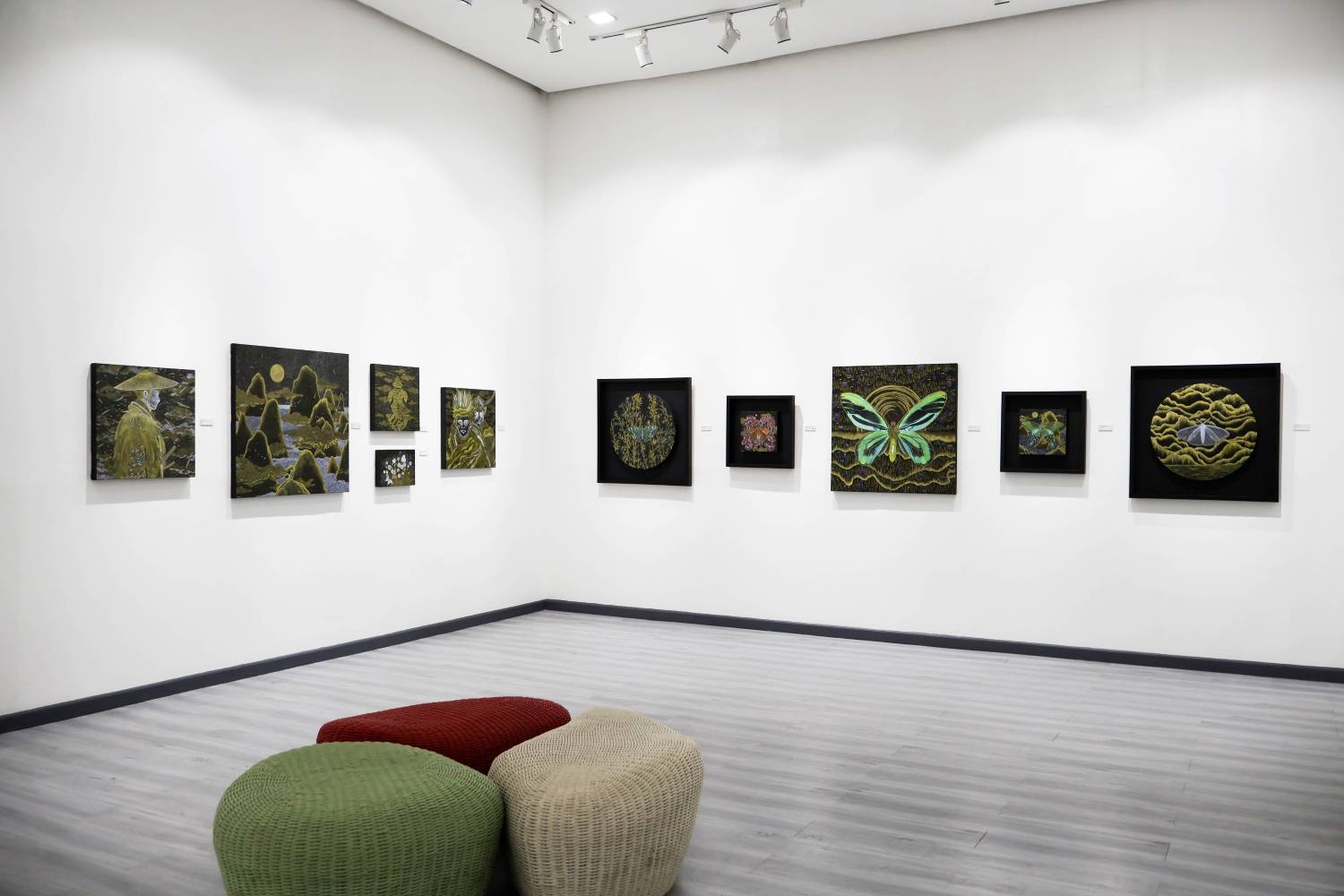 Paintings featured in "Zephyr" by Joshua Barrera. Photo provided by Altro Mondo Creative Space.