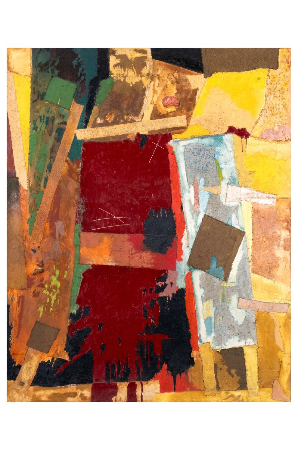 LOT 33, Jerry Elizalde Navarro (1924 - 1999), A Foul Wind on the 11th Day of February 1986 (The Murder of Evelio Javier), signed, titled and dated 1991 (side and verso). Collage, industrial paints, finishers.