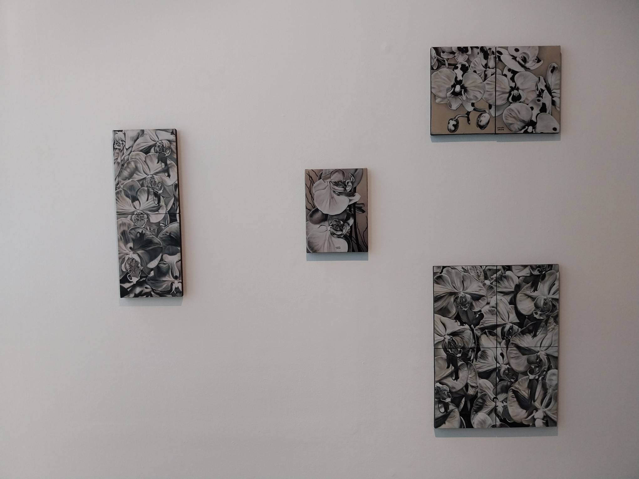 Four works by Mona Santos for the Santos family exhibit at Silverlens Manila.